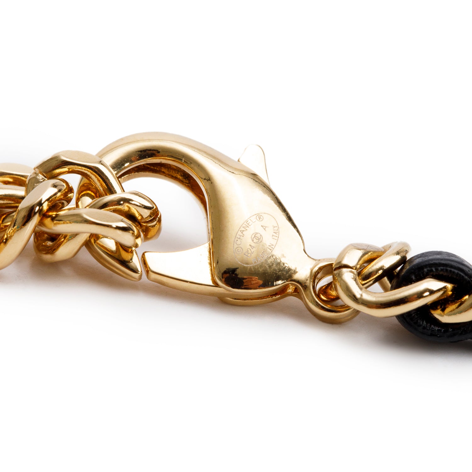 Chanel 2024 Gold Plated Leather Faux Pearl Strass CC Heart Choker Necklace w/ Box