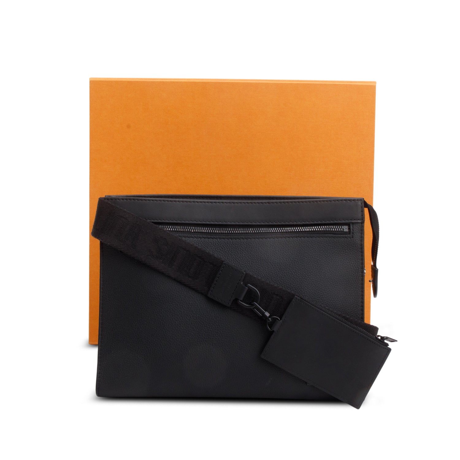 Louis Vuitton Black LV Aerogram Calfskin Leather Messenger Voyage w/ Box