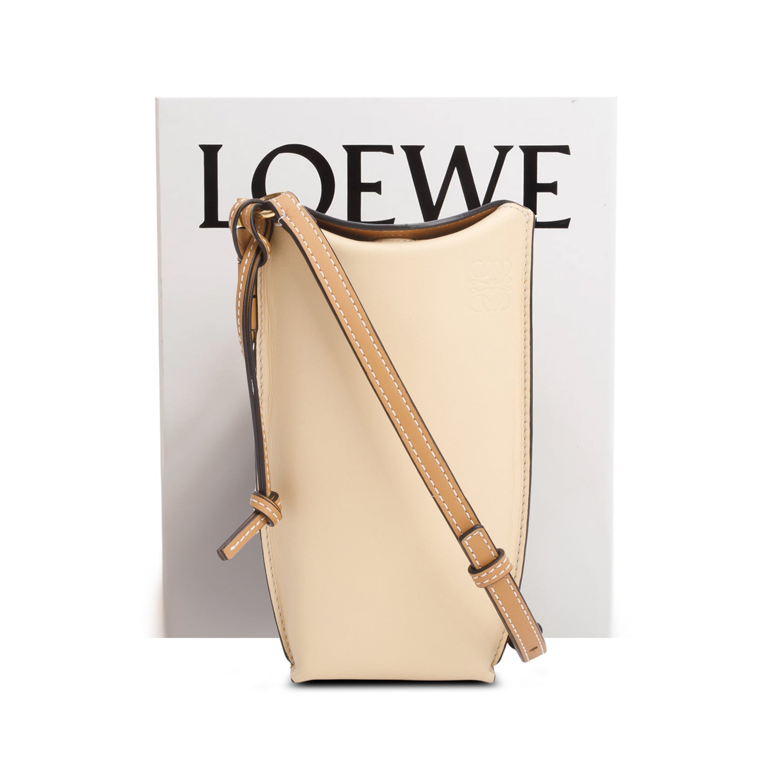 Loewe Beige Smooth Calfskin Gate Pocket Bag w/ Box