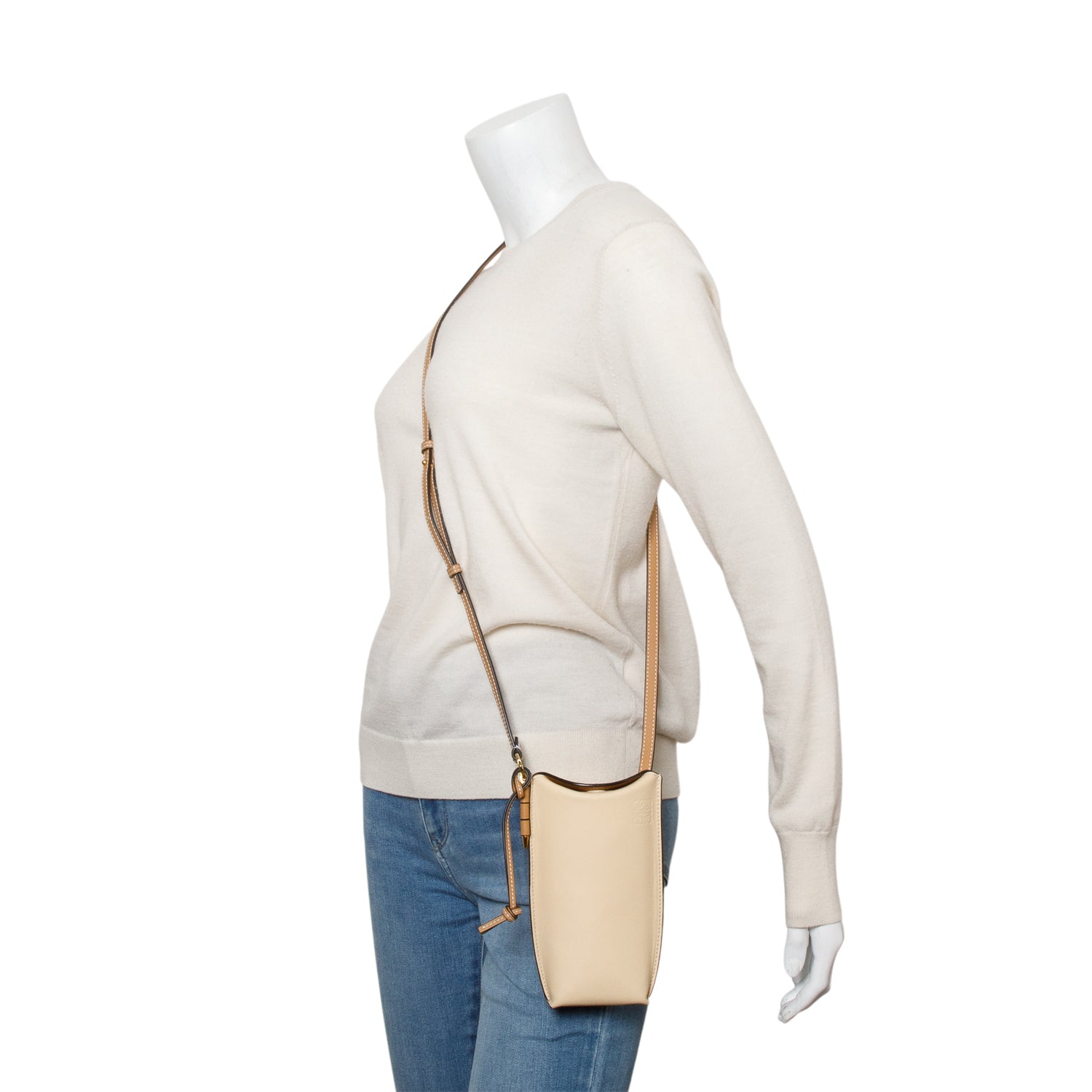 Loewe Beige Smooth Calfskin Gate Pocket Bag w/ Box