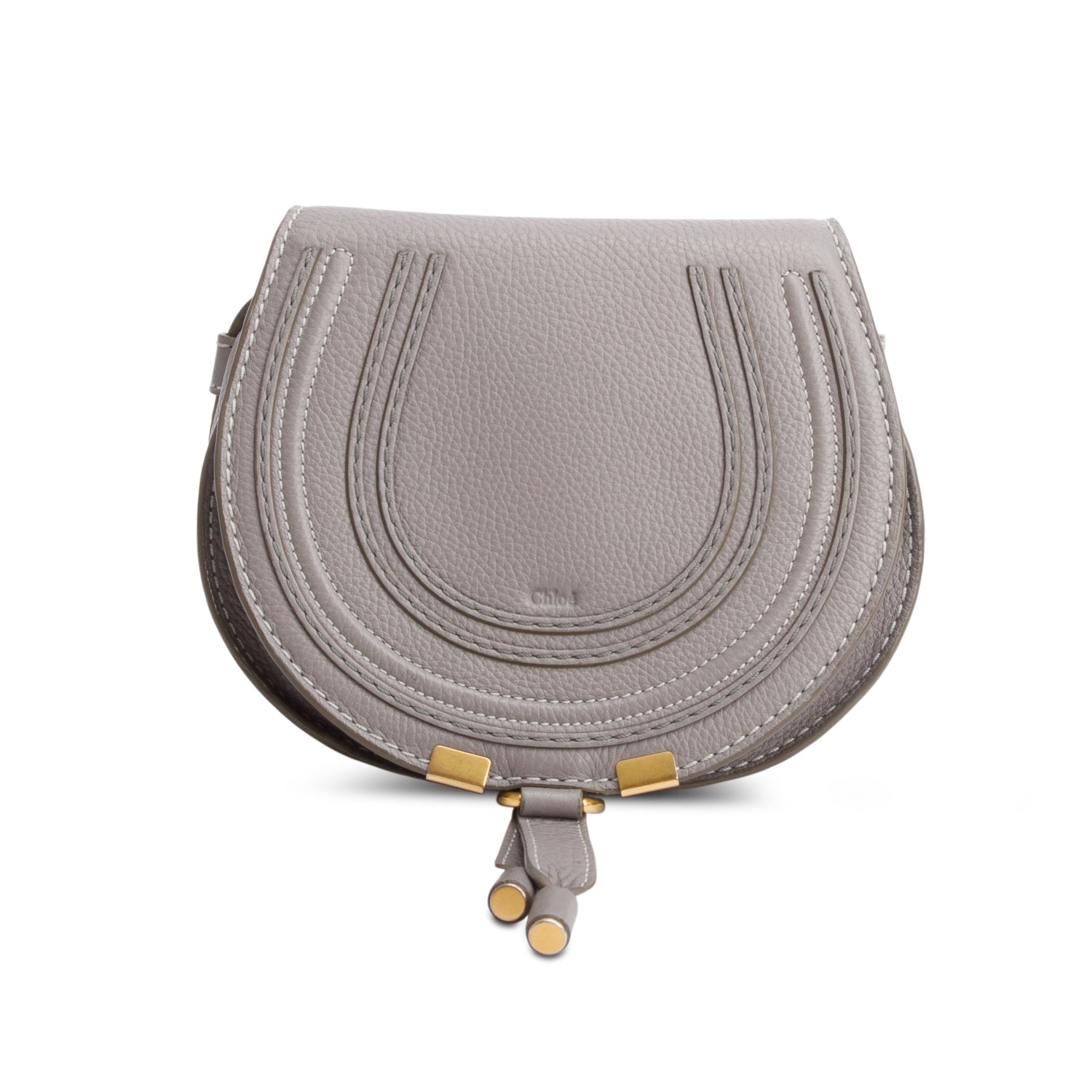 Chloe Grey Calfskin Mini Marcie Round Crossbody Bag