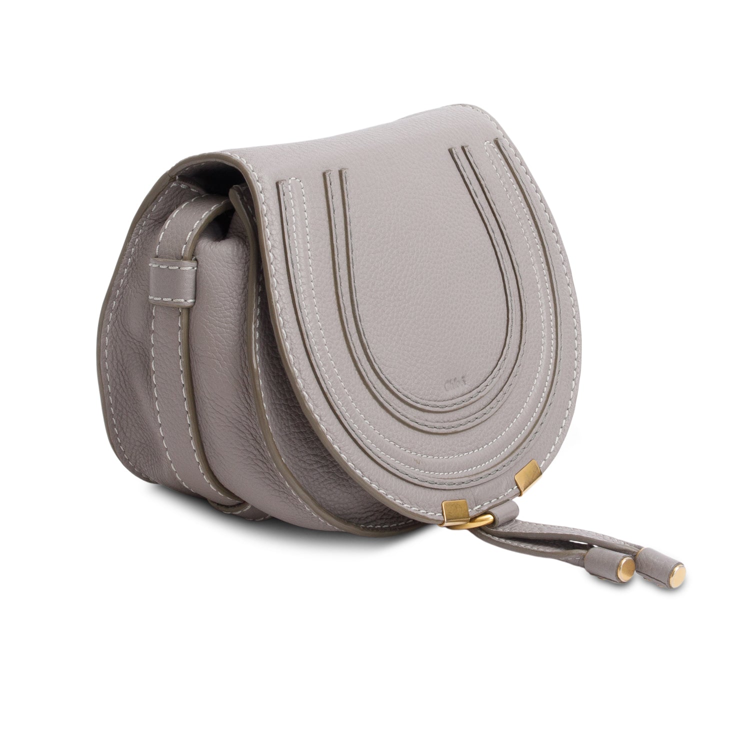 Chloe Grey Calfskin Mini Marcie Round Crossbody Bag