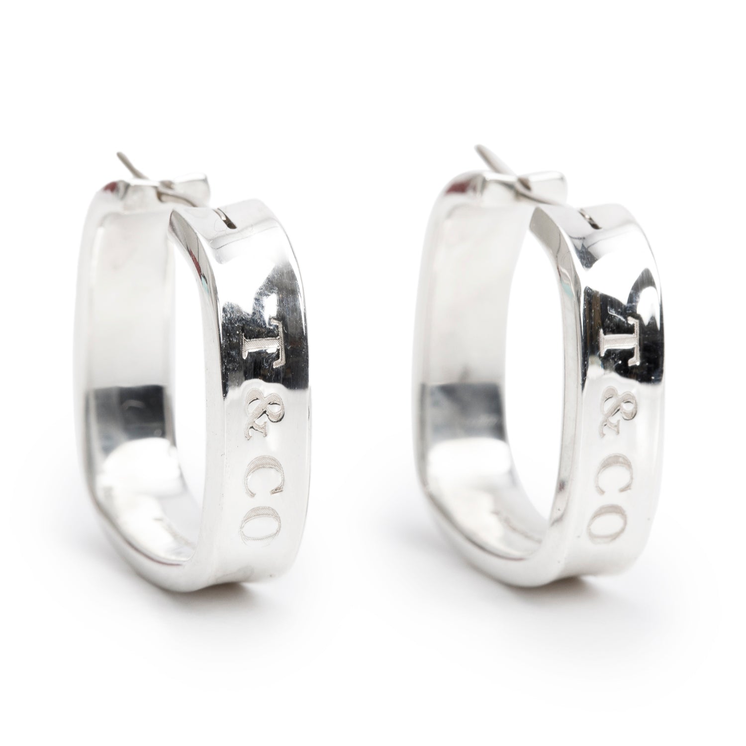 Tiffany & Co. Sterling Silver 1837 Medium Square Hoop Earrings