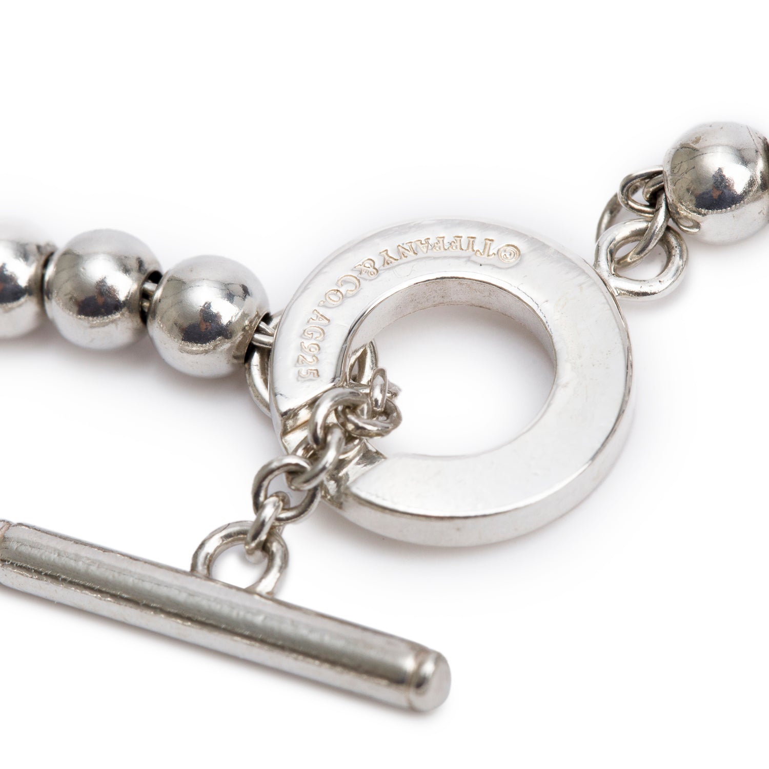 Tiffany & Co. Sterling Silver 4 MM Mini Bead Toggle Bracelet