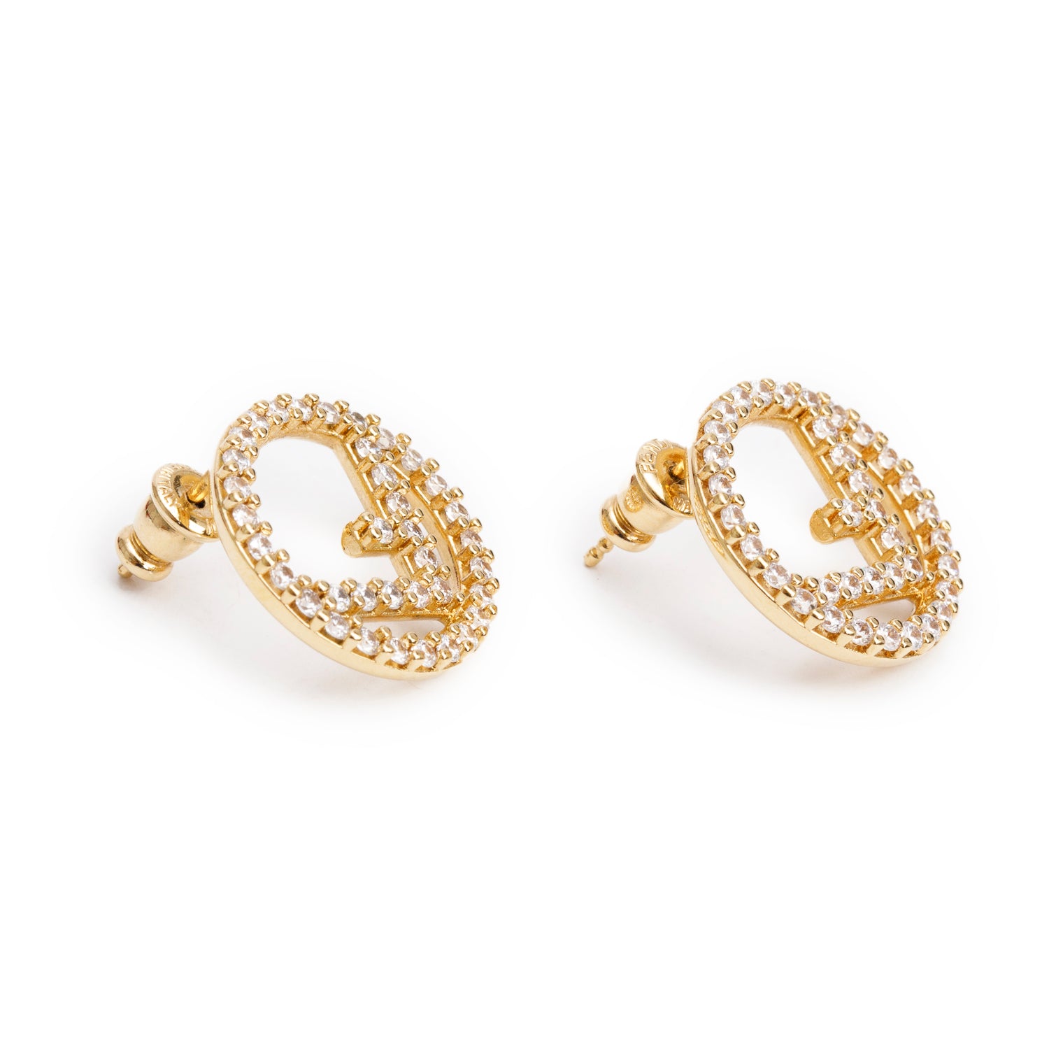 Fendi Gold-Tone Metal Crystal F is Fendi Stud Earrings