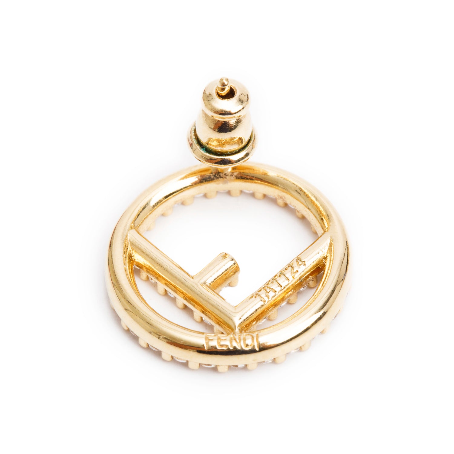 Fendi Gold-Tone Metal Crystal F is Fendi Stud Earrings