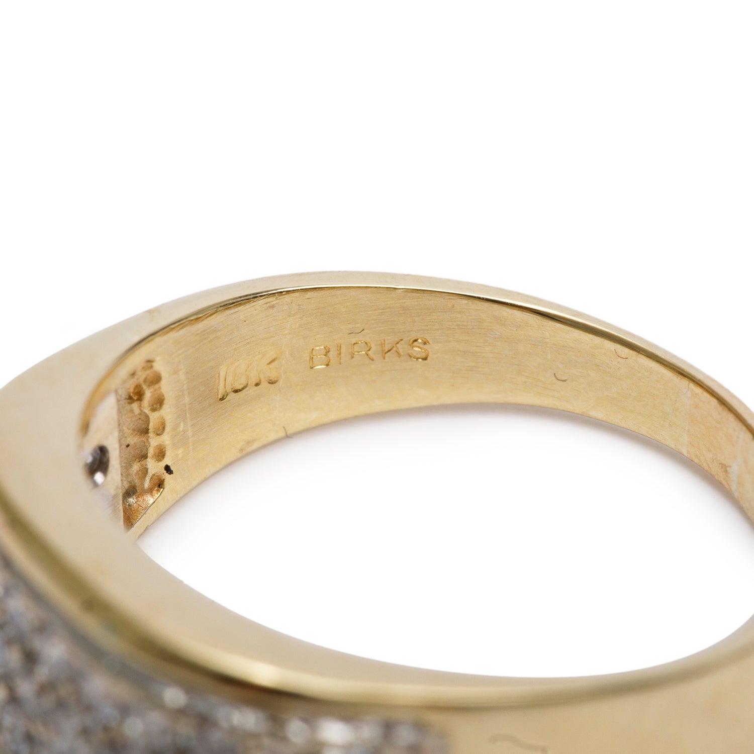 Birks 18k Yellow Gold Diamond Ring, Size 7.75 w/ Box