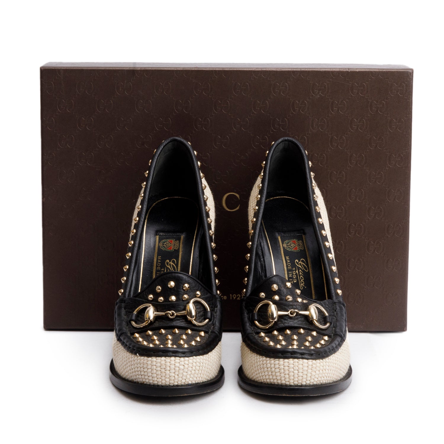 Gucci Black Leather Kid Scamosciato Horsebit Pumps, Size 38 w/ Box