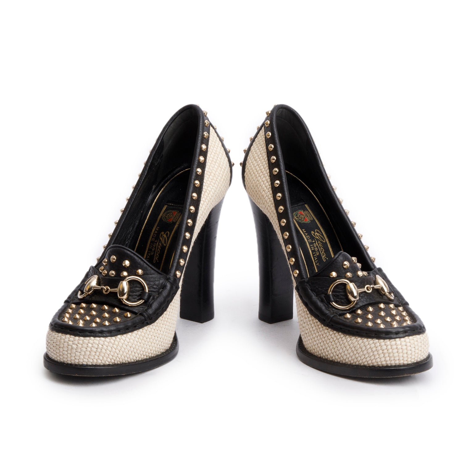 Gucci Black Leather Kid Scamosciato Horsebit Pumps, Size 38 w/ Box