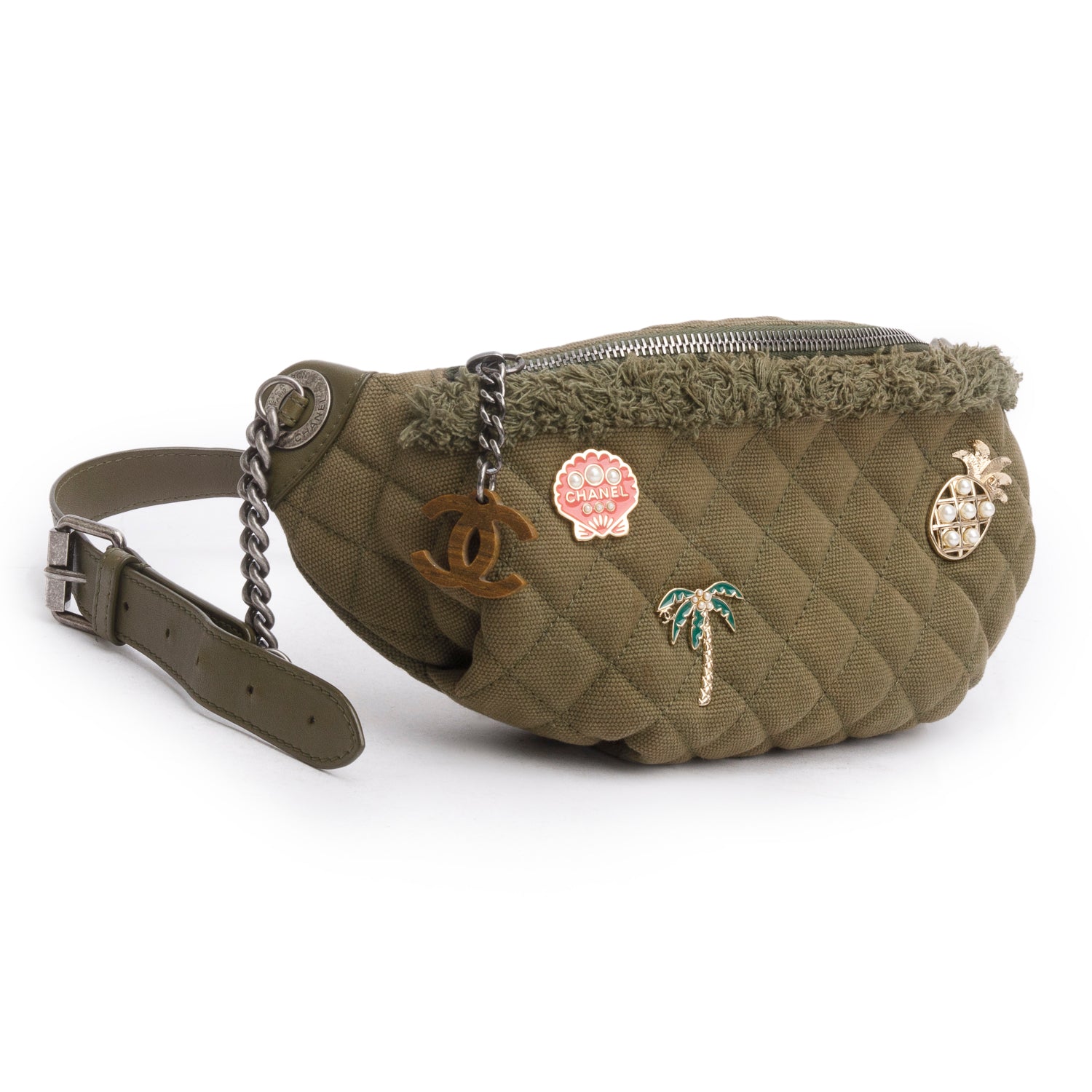 Chanel Green Canvas Coco Cuba Charms Waist Bag