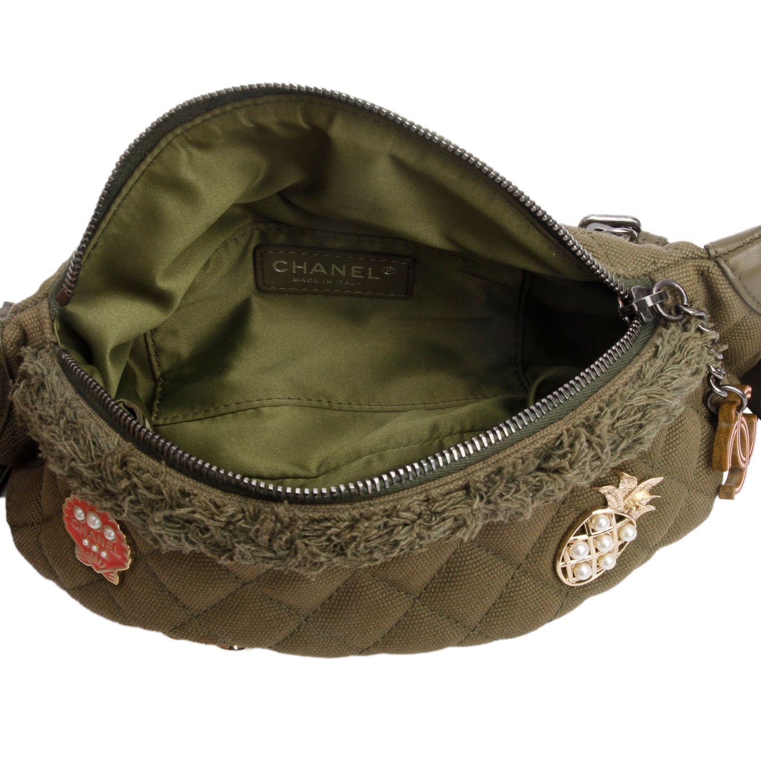 Chanel Green Canvas Coco Cuba Charms Waist Bag