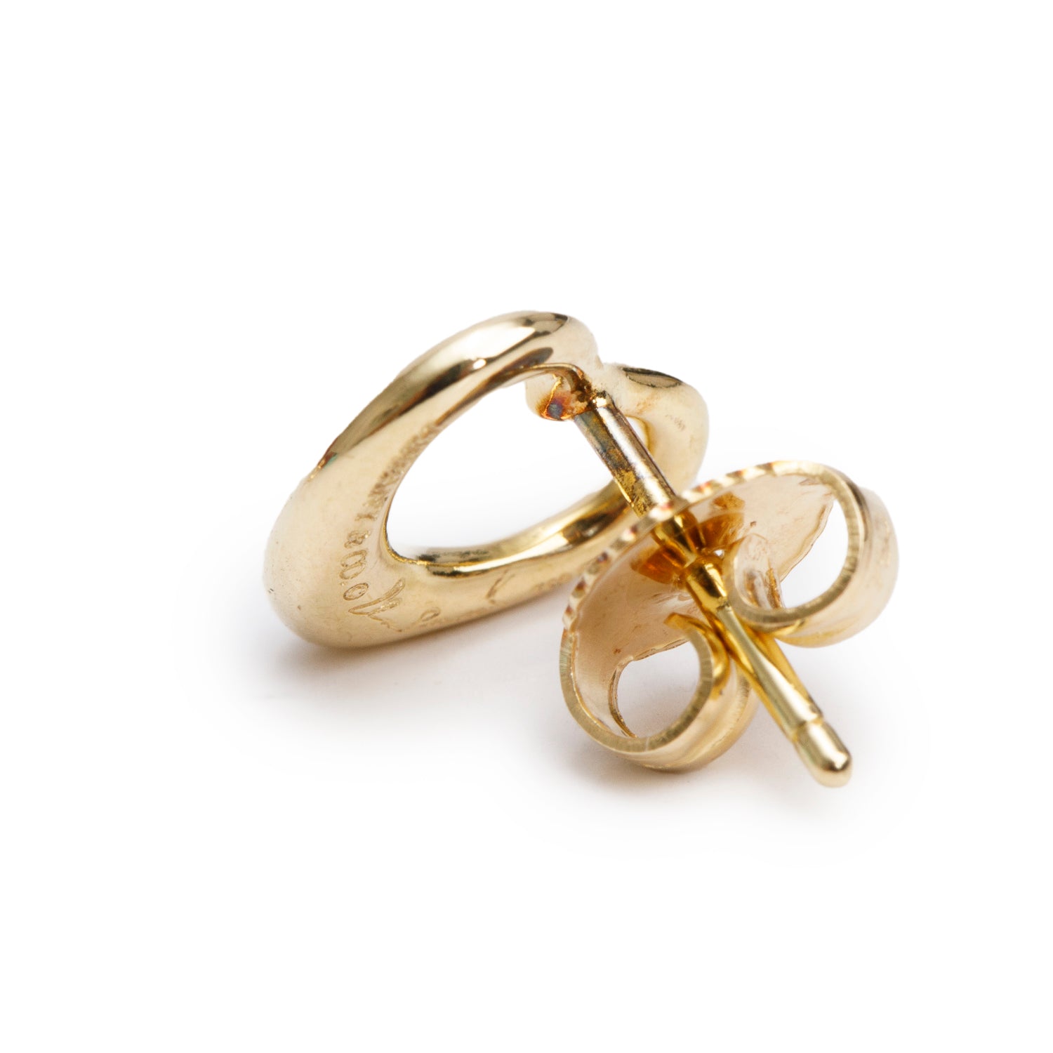 Tiffany & Co. Elsa Peretti 18k Yellow Gold Open Heart Stud Earrings, 11 MM w/ Box