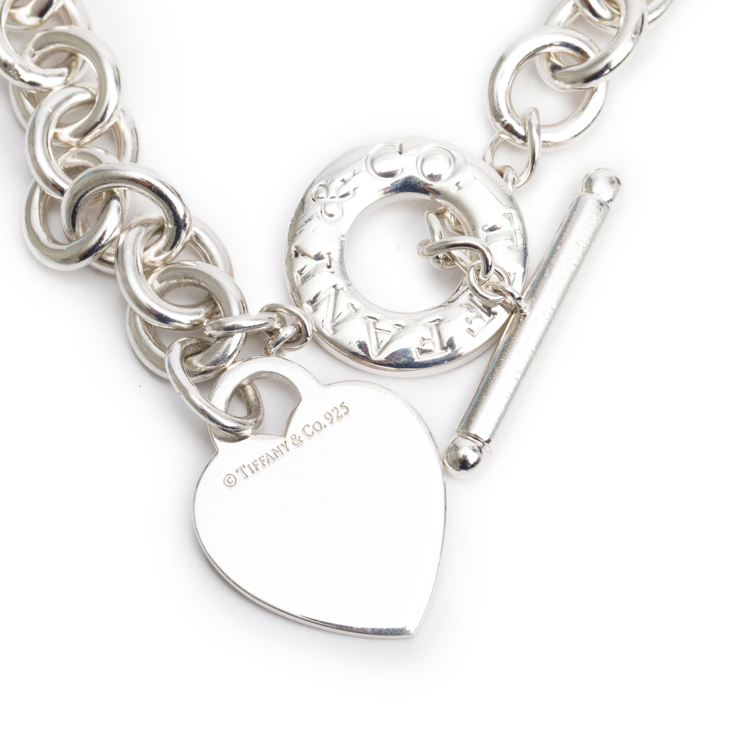 Tiffany & Co. Sterling Silver Heart Tag Necklace with Toggle Clasp