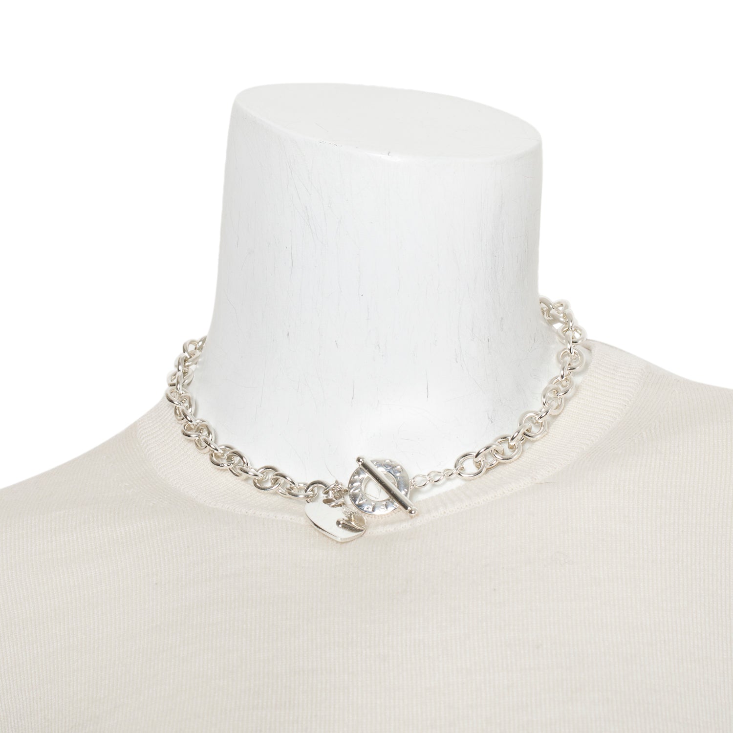 Tiffany & Co. Sterling Silver Heart Tag Necklace with Toggle Clasp