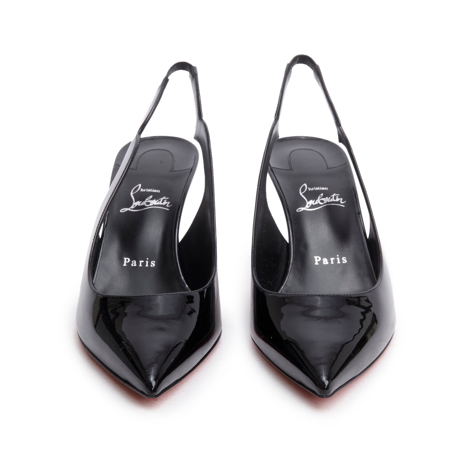 Christian Louboutin Black Patent Leather Hot Chick sling 70 Pumps, Size 41.5 w/ Box