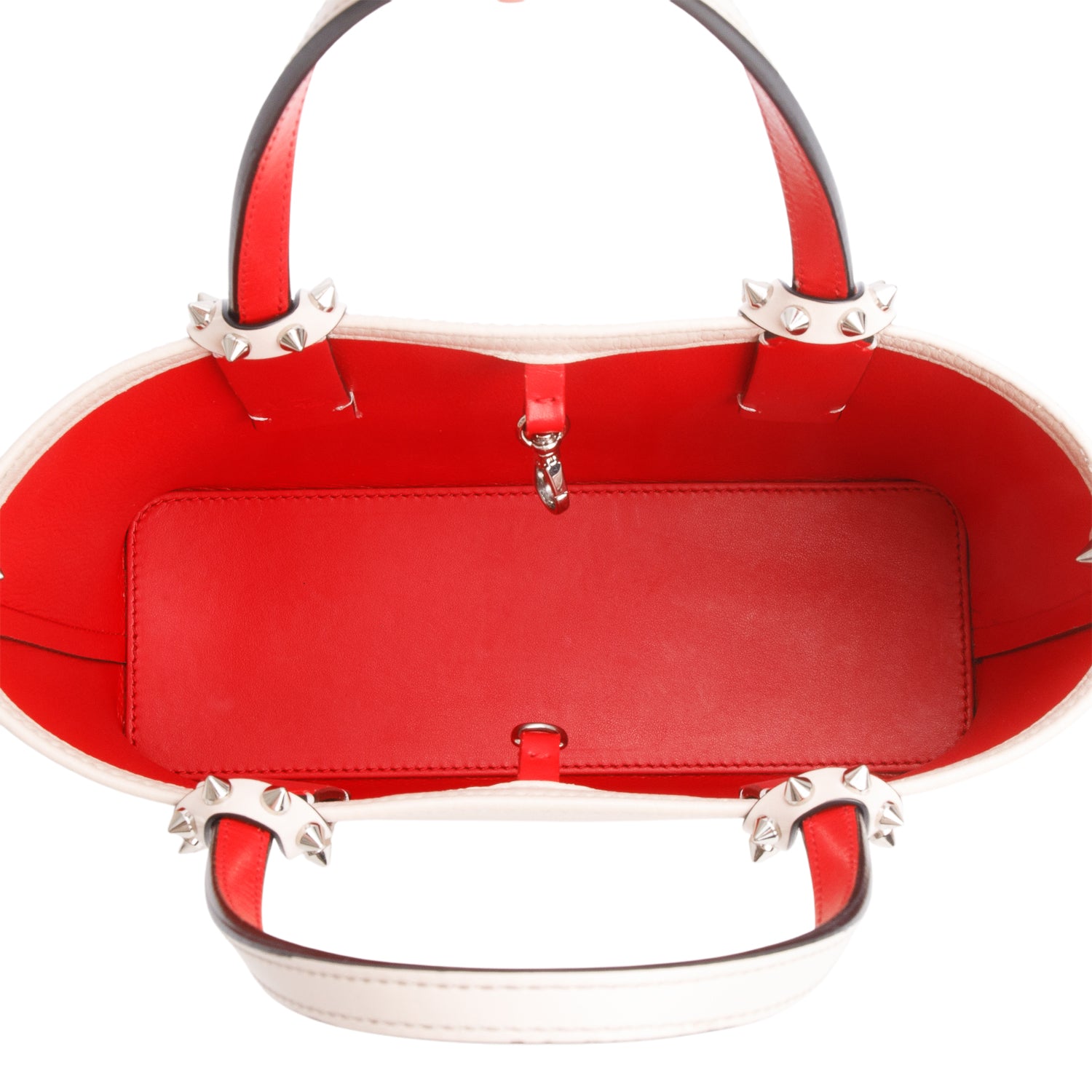 Christian Louboutin 2025 Beige Calfskin Leather Spike Mini Cabata Tote Bag w/ Strap & Receipt