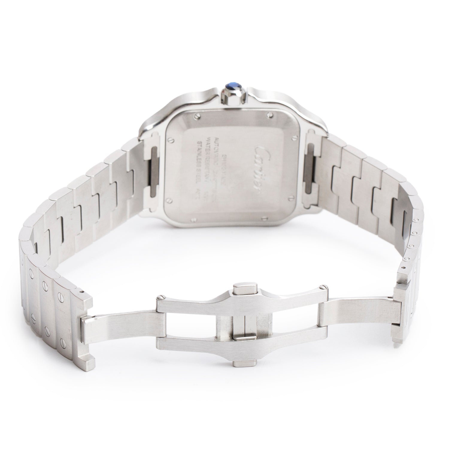 Cartier 2022 Stainless Steel Santos de Cartier Automatic Watch, Large Model Silver Dial 4072 w/ Box, Papers & Extra Strap