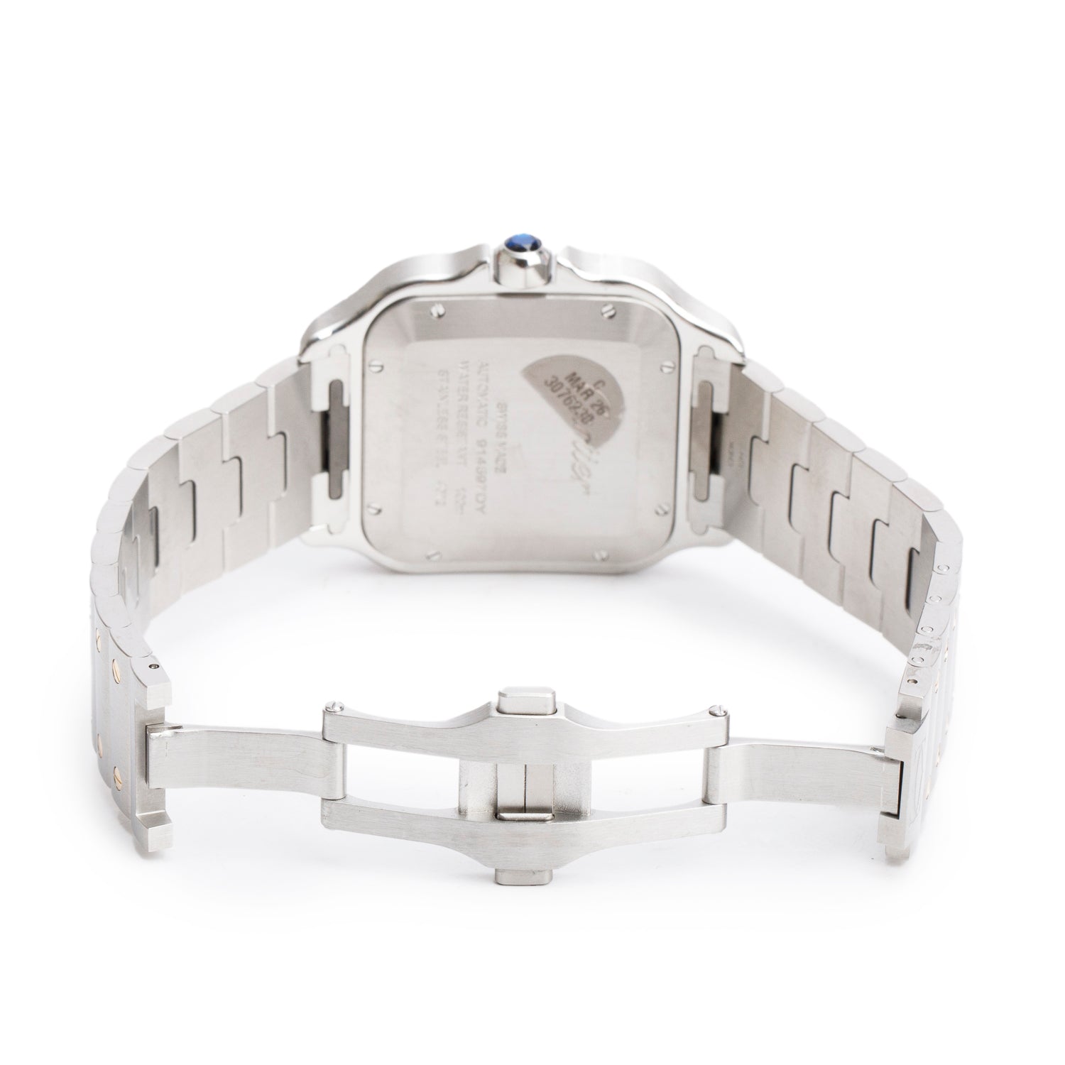 Cartier 2024 Stainless Steel & 18k Yellow Gold Santos de Cartier Automatic Watch, Large Model Anthracite Grey Dial 4072 w/ Box, Papers & Extra Strap