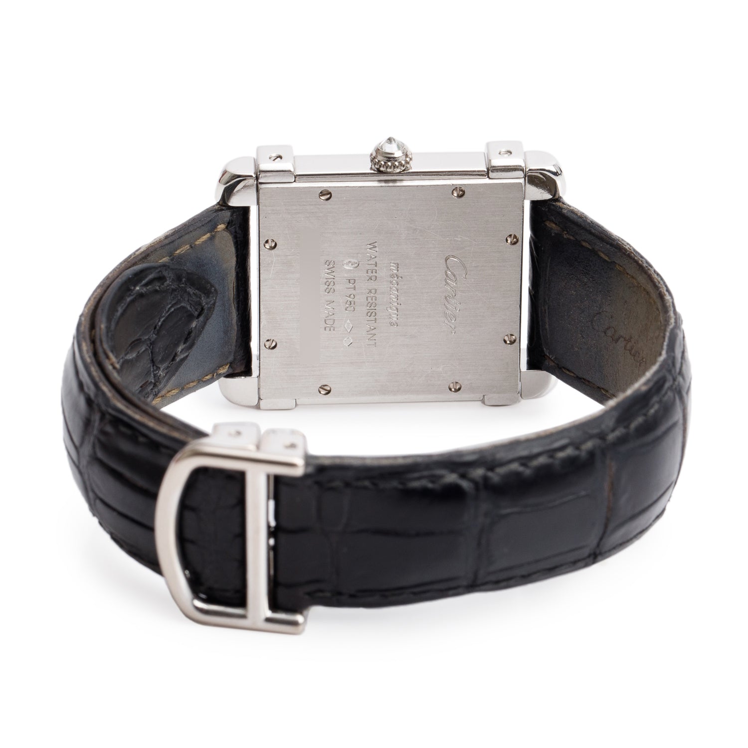 Cartier Platinum Diamond Bezel Tank Chinoise Watch, Large Model White Dial 2685 w/ Box