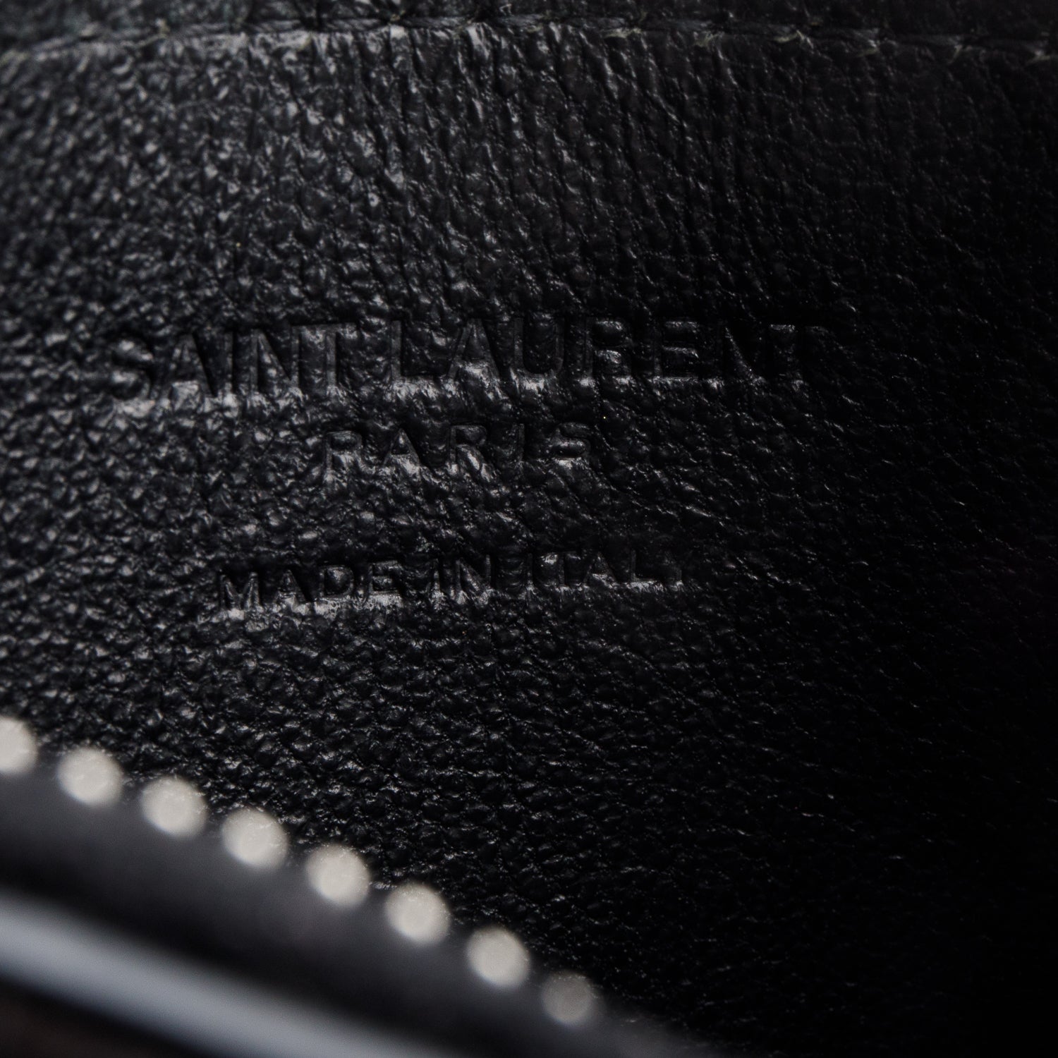 Saint Laurent Black Grain de Poudre Paris Fragments Zipped Card Case w/ Box