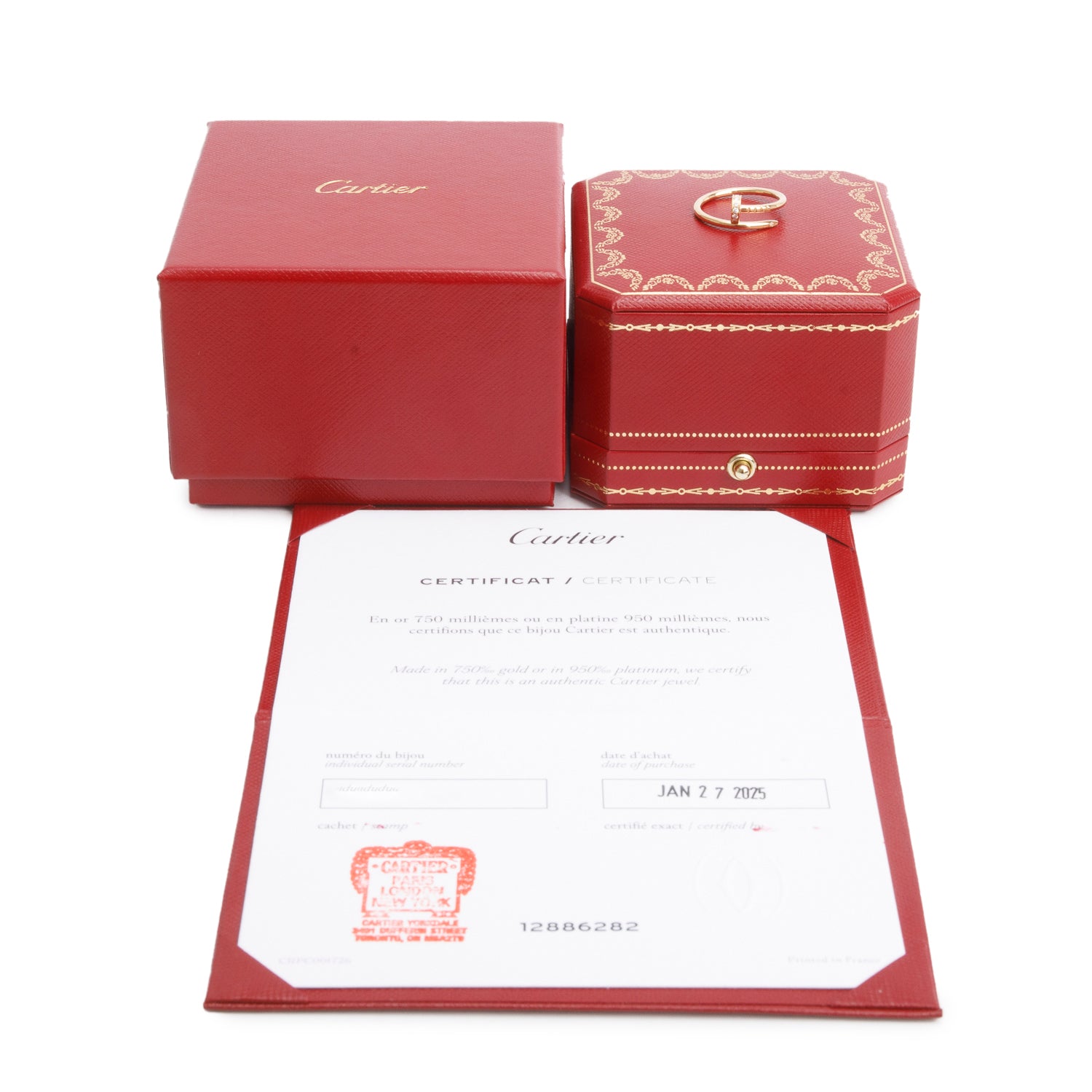 Cartier 2025 18k Yellow Gold Diamond Juste Un Clou Ring, Small Model Size 52 6.25 w/ Box & Certificate