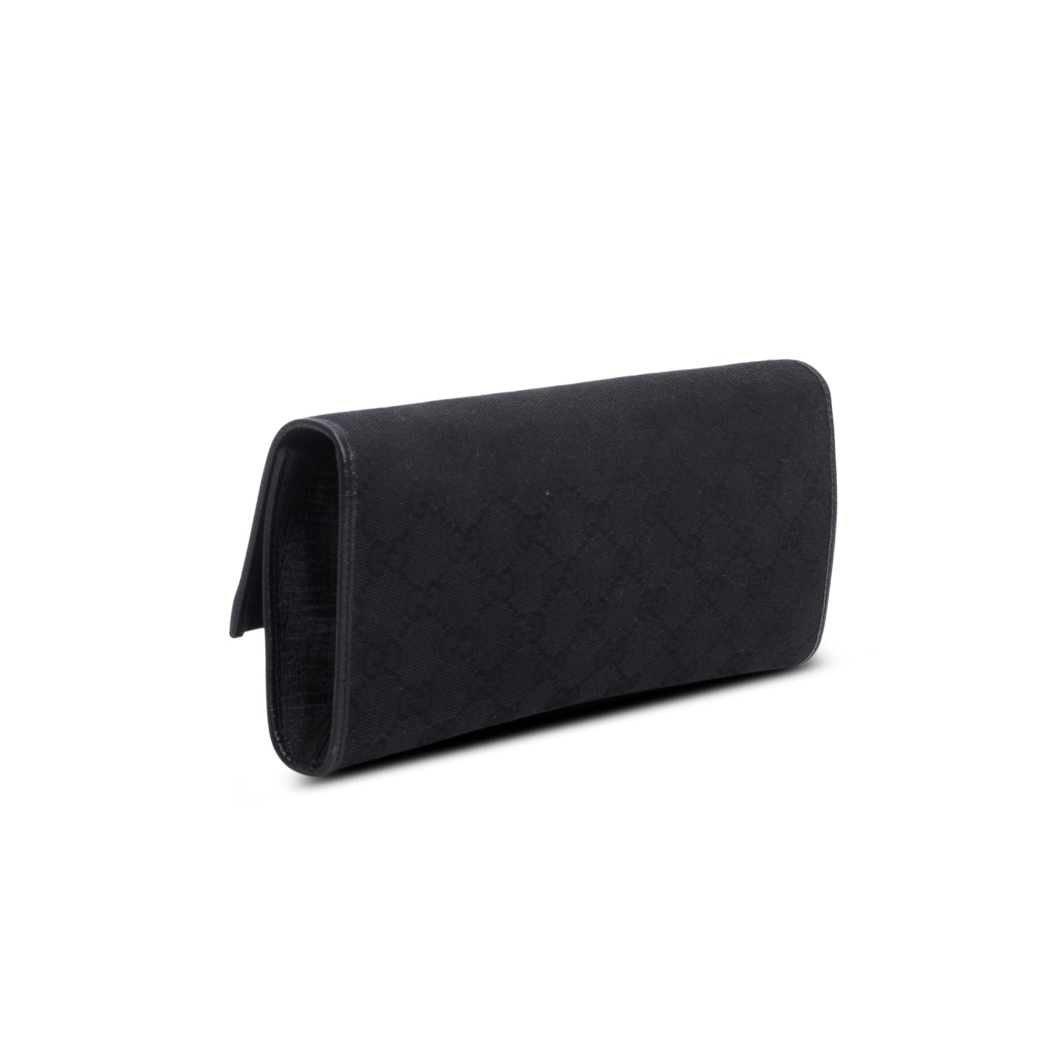 Gucci Black GG Canvas Bamboo Clutch Bag w/ Strap