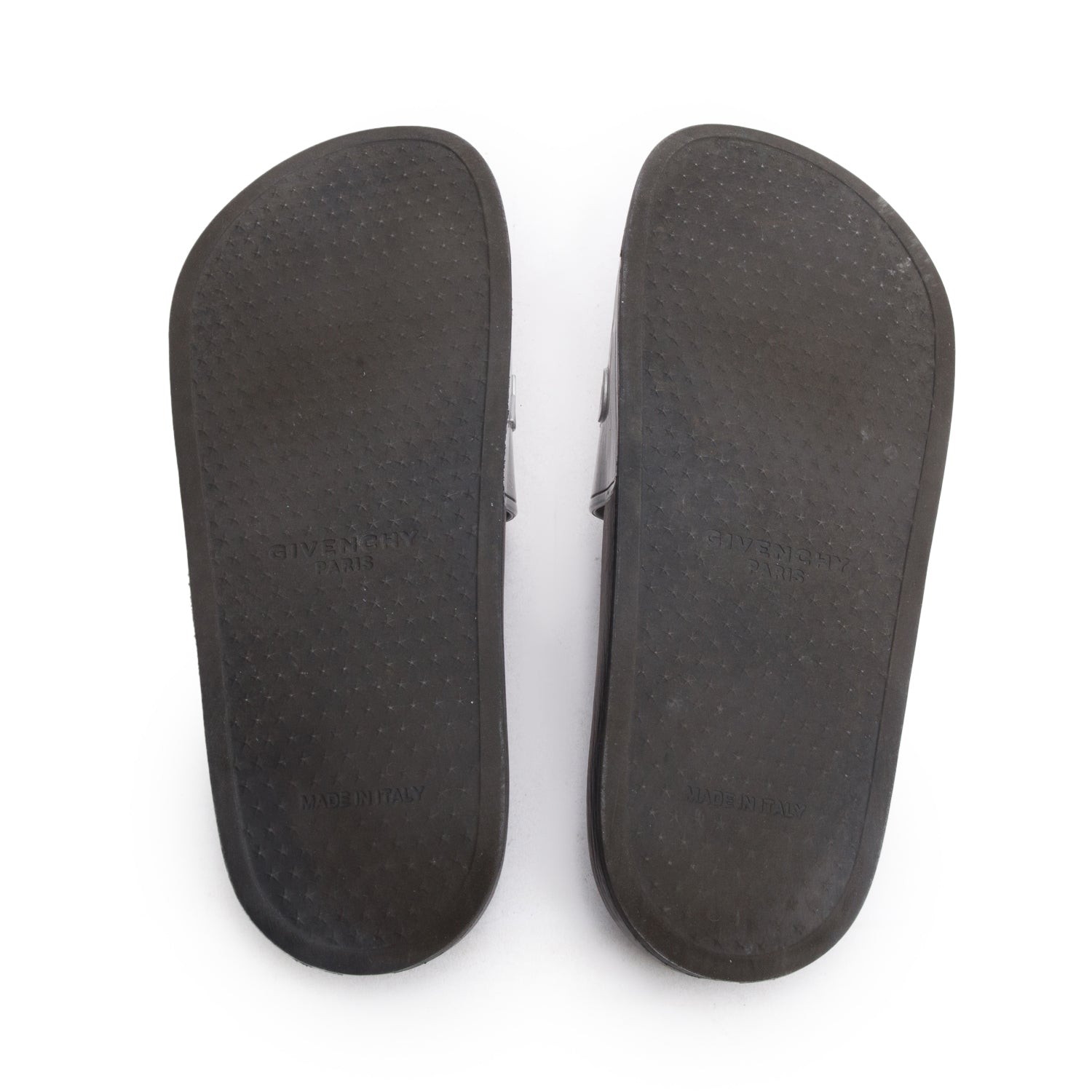 Givenchy Black/Silver Rubber Logo Slides, Size 39