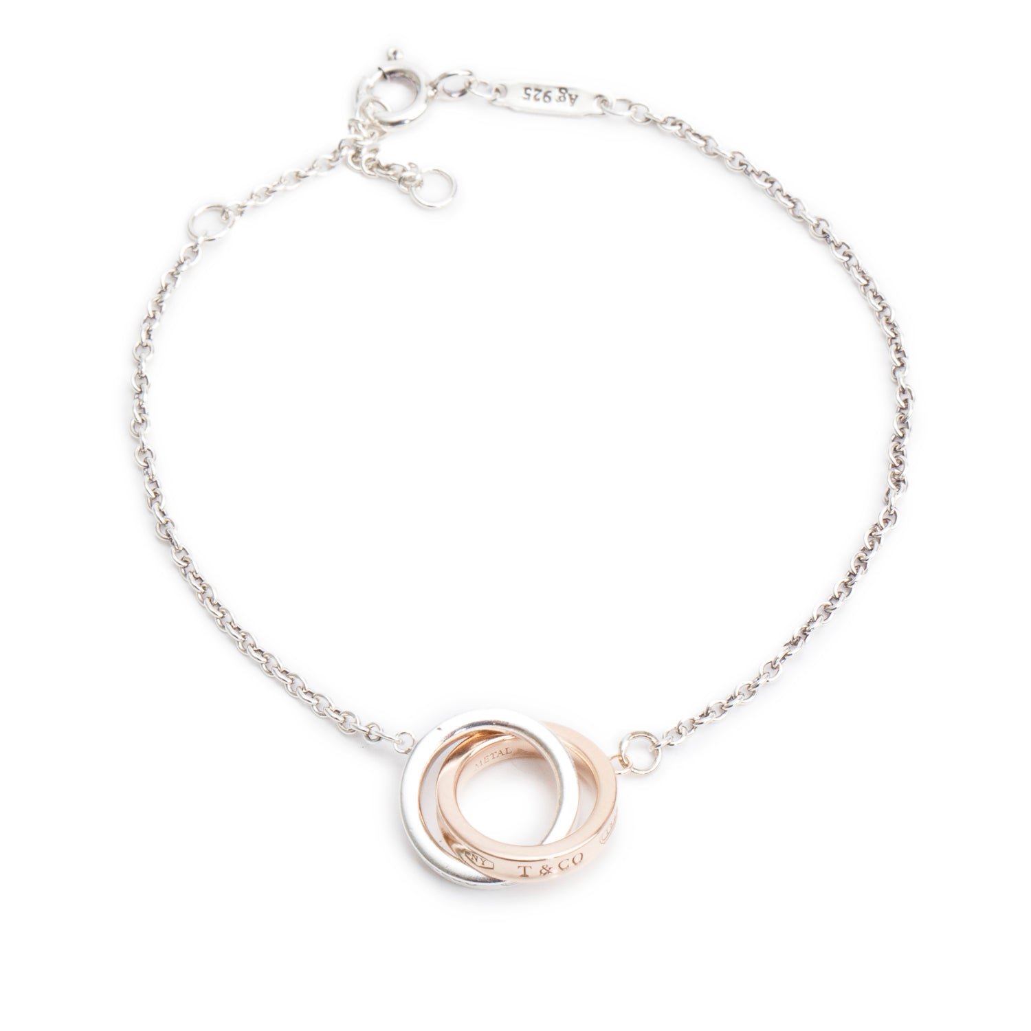Tiffany & Co. Sterling Silver & Rubedo Metal 1837 Interlocking Circle Bracelet