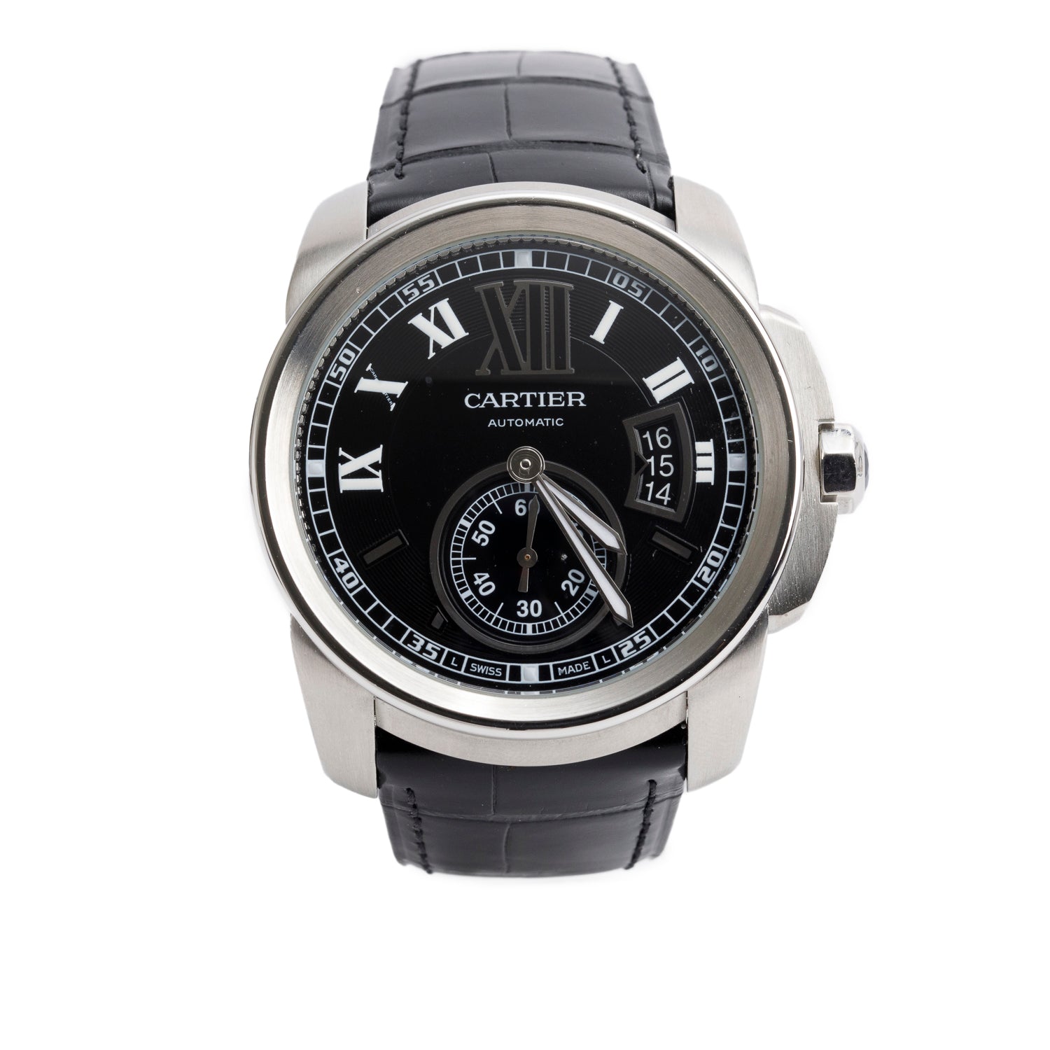 Cartier Stainless Steel Calibre de Cartier 42 MM Automatic Watch Black Dial 3299