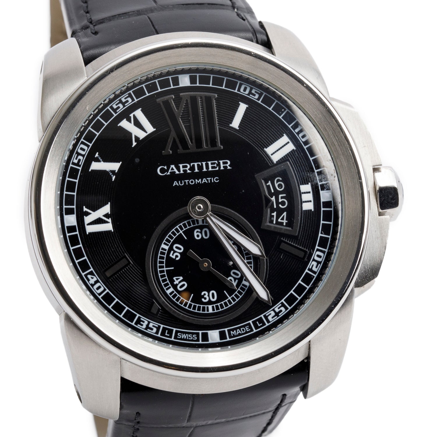 Cartier Stainless Steel Calibre de Cartier 42 MM Automatic Watch Black Dial 3299