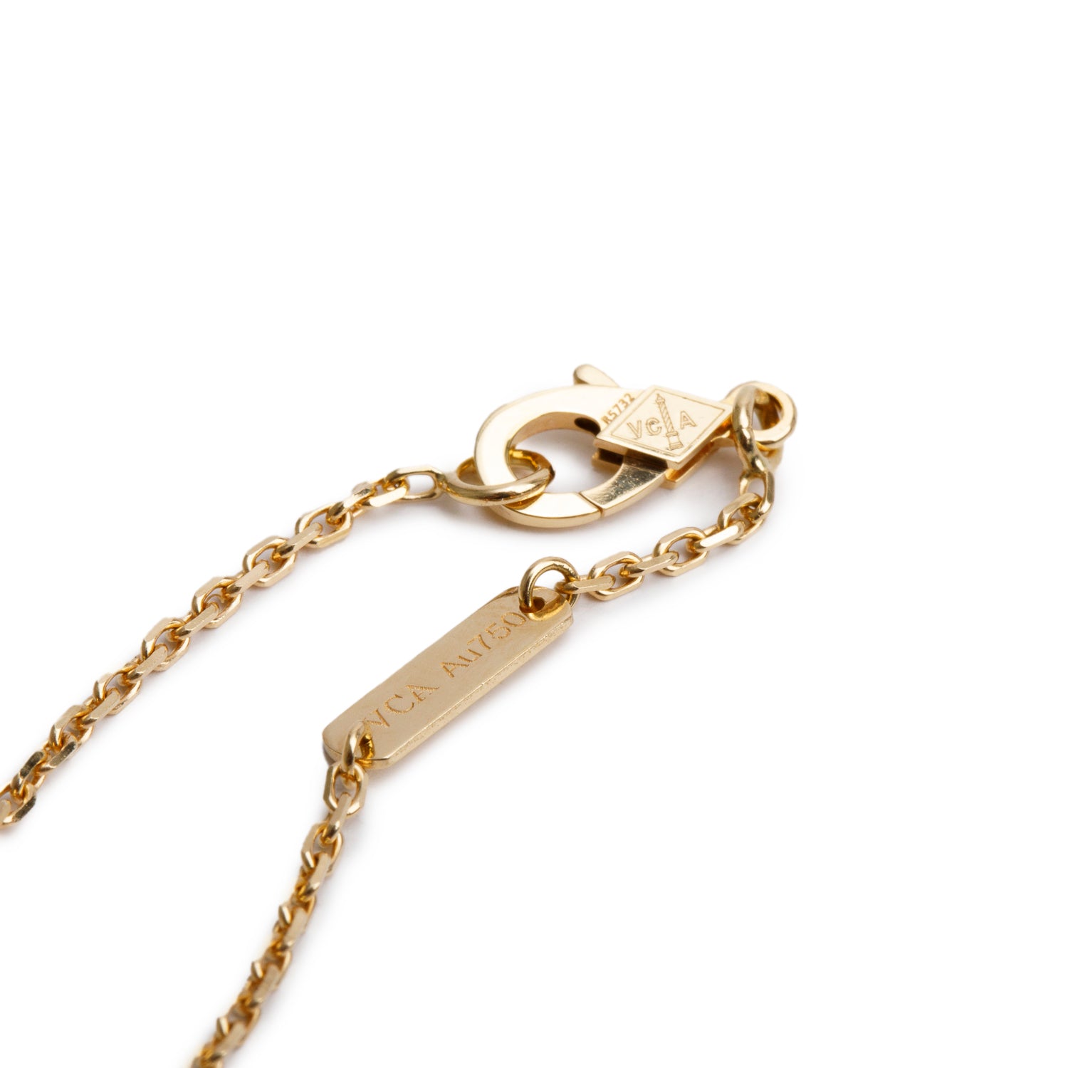 Van Cleef & Arpels 2023 18k Yellow Gold Vintage Alhambra Tiger Eye Pendant Necklace w/ Box, Receipt & Certificate