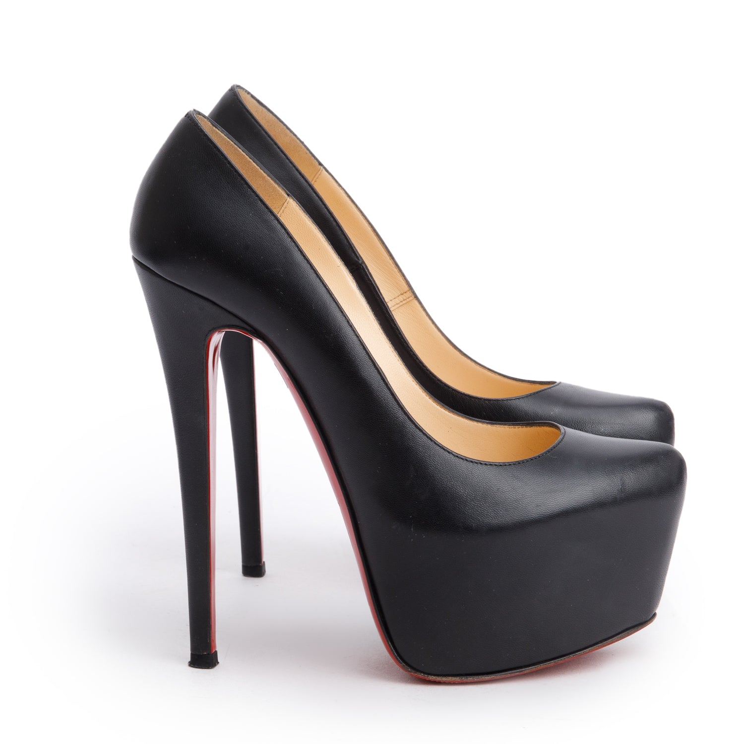 Christian Louboutin Black Leather Daffodile 160 Pumps, Size 37.5