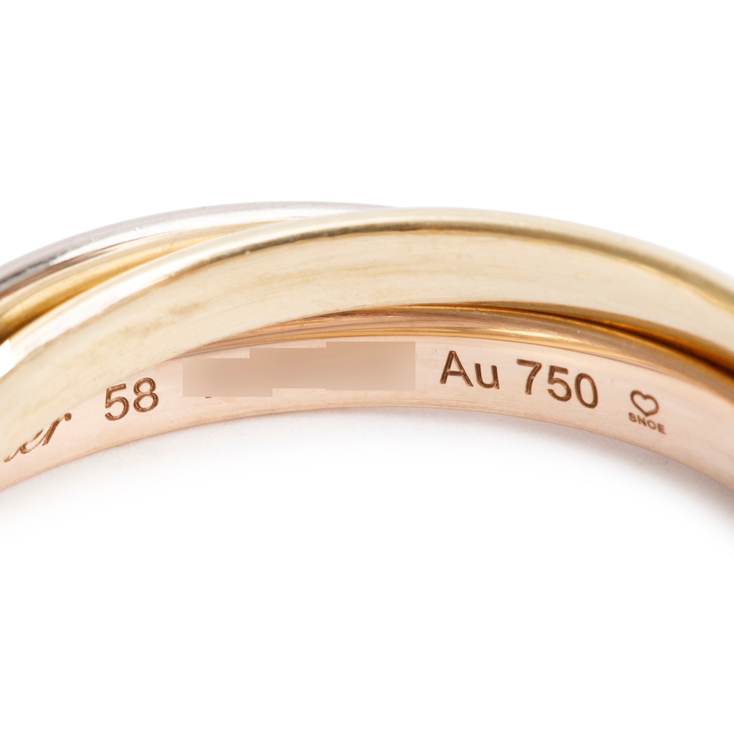 Cartier 2025 18k Tri-Gold Trinity Rolling Ring, Small Model Size 58 8.5 w/ Box & Certificate