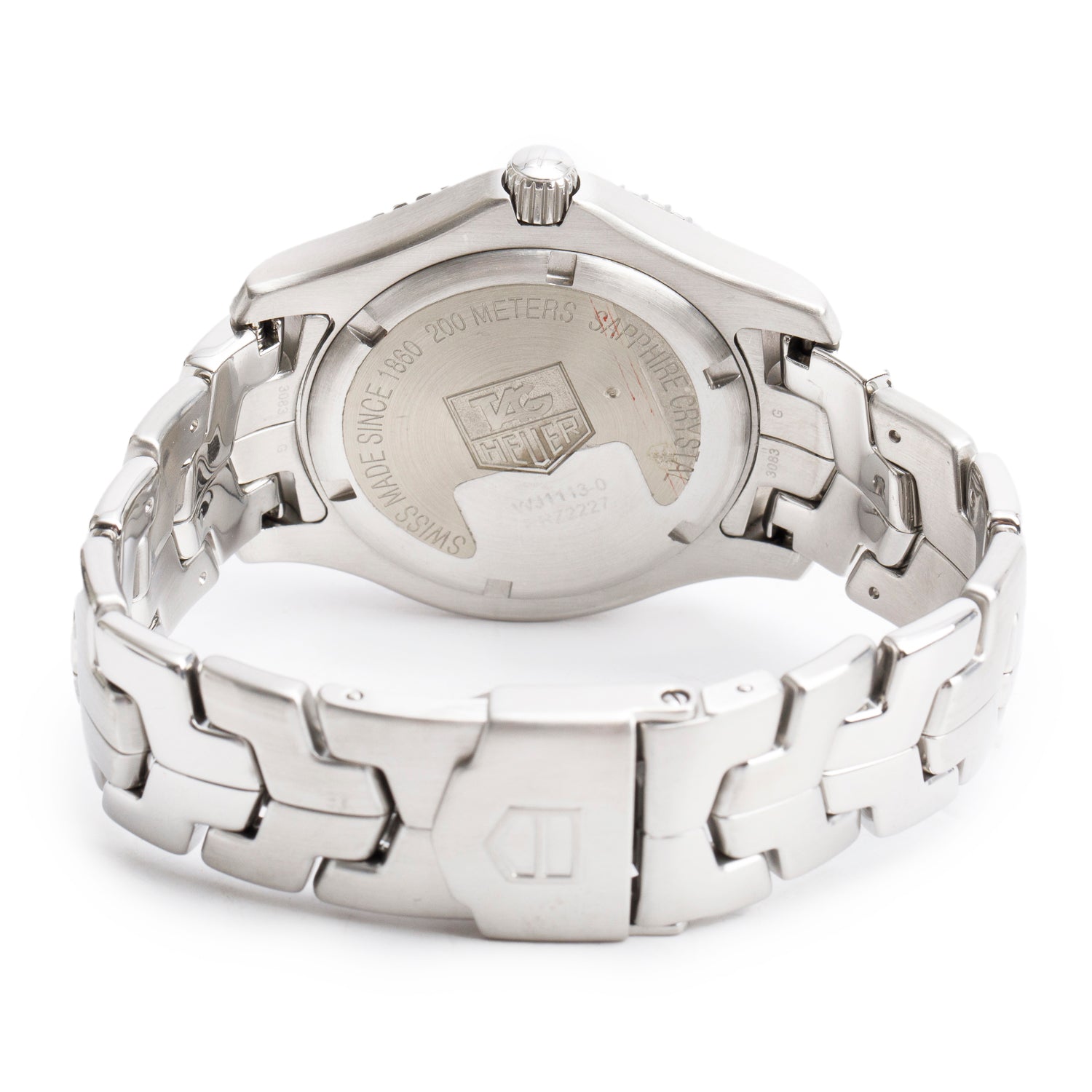 Tag Heuer Stainless Steel Link 38 MM Quartz Watch Black Diamond Dial WJ1113-0