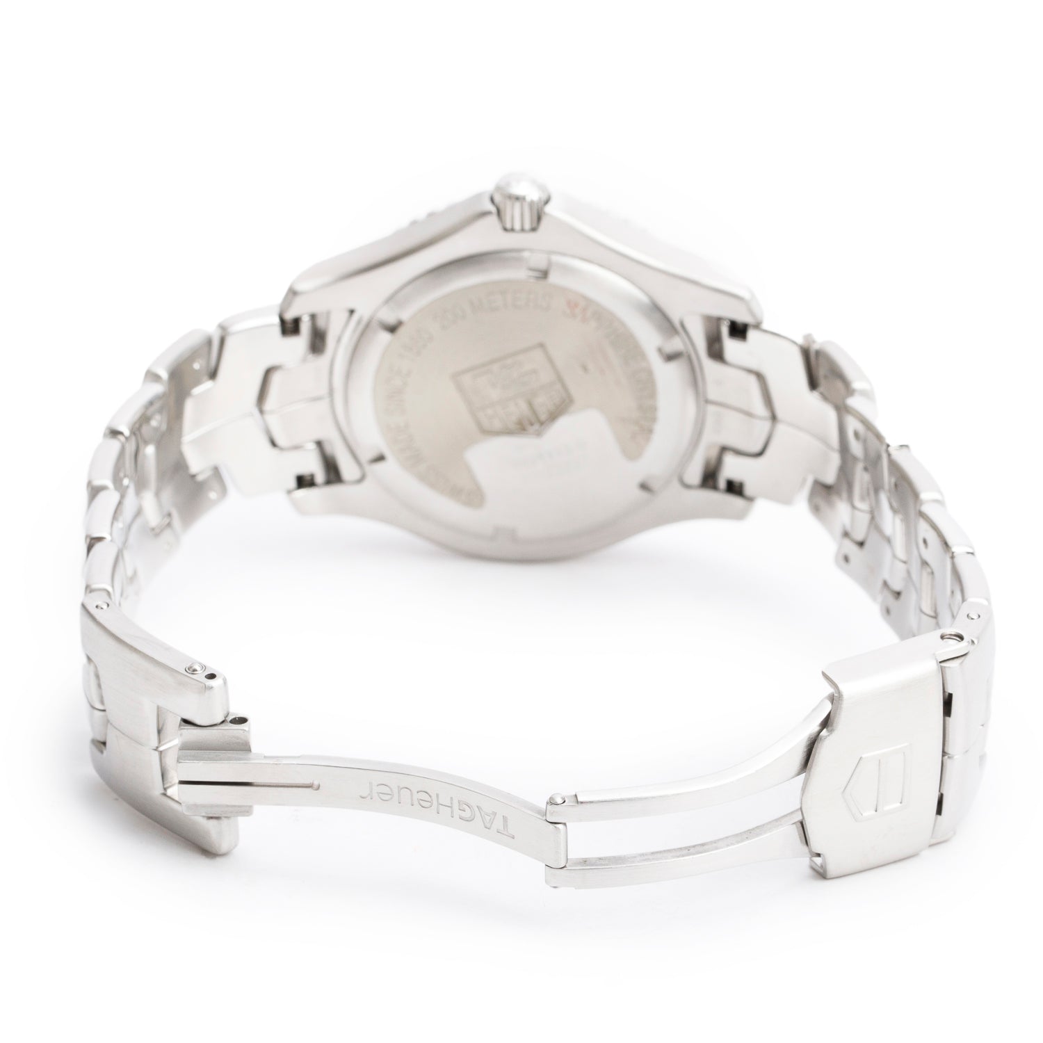 Tag Heuer Stainless Steel Link 38 MM Quartz Watch Black Diamond Dial WJ1113-0