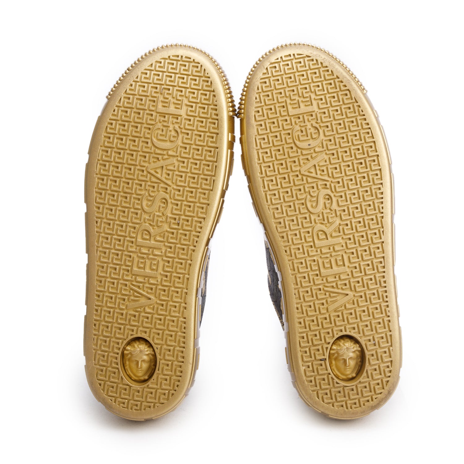 Versace Black Metallic La Greca Low-Top Sneakers, Size 38.5