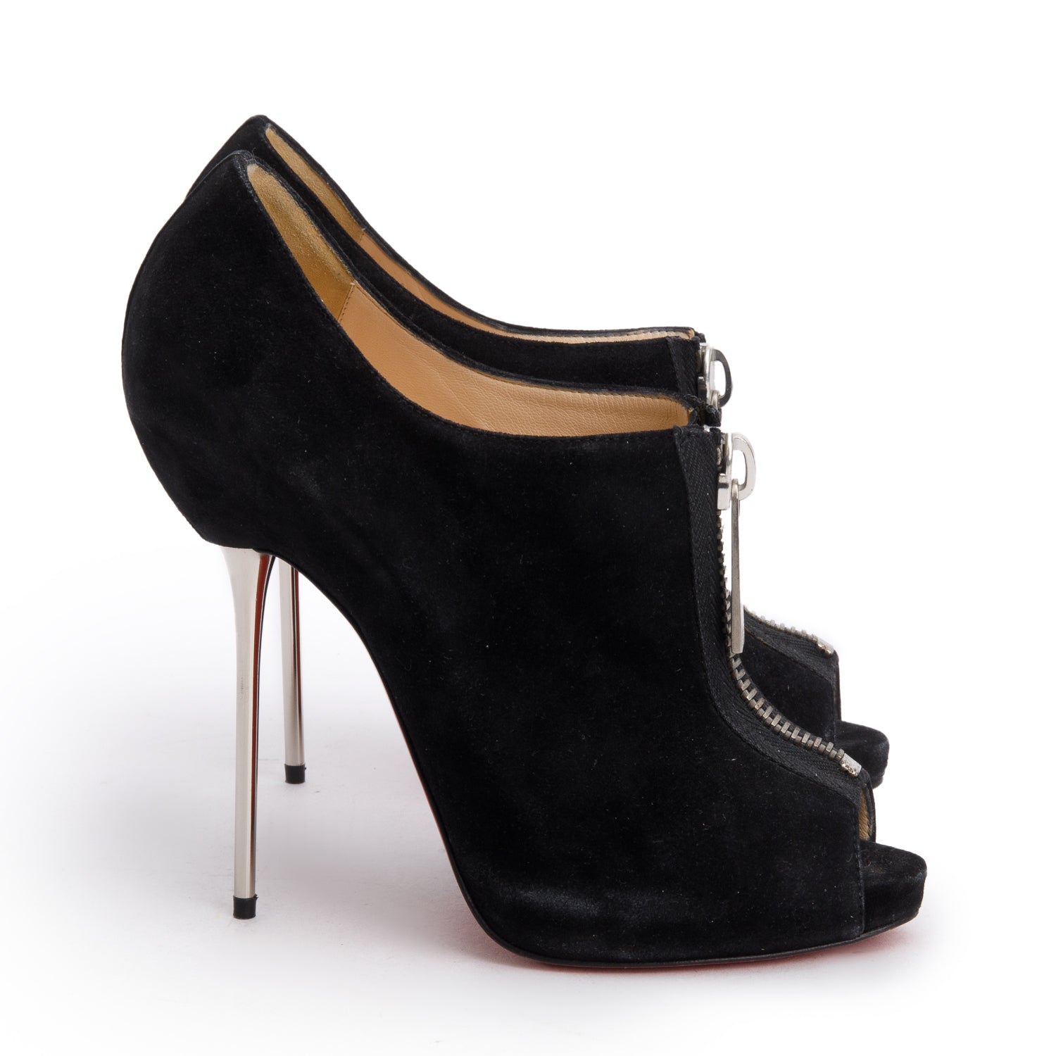 Christian Louboutin Black Suede Zipito 120 Booties