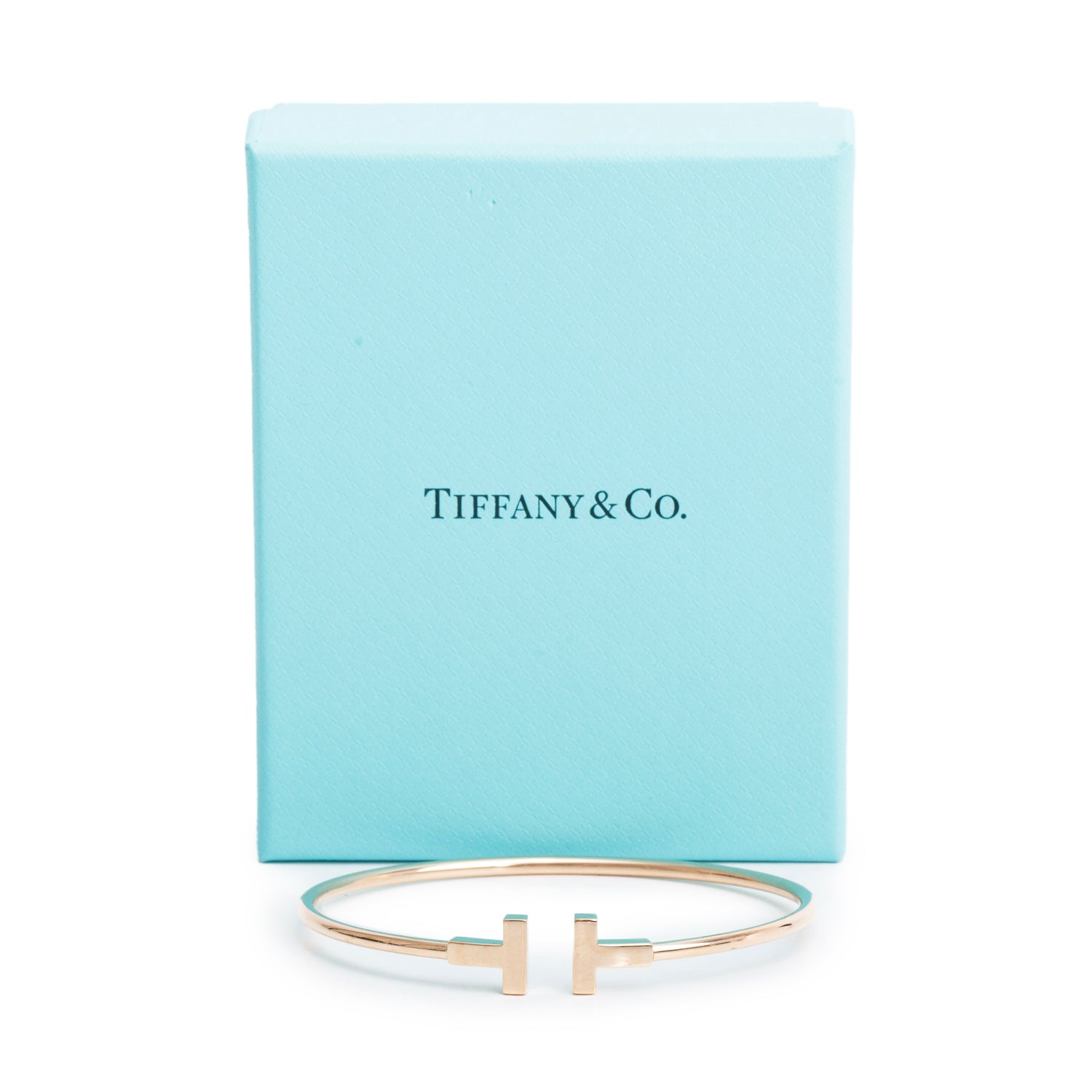 Tiffany & Co. 18k Rose Gold T Wire Bracelet w/ Box
