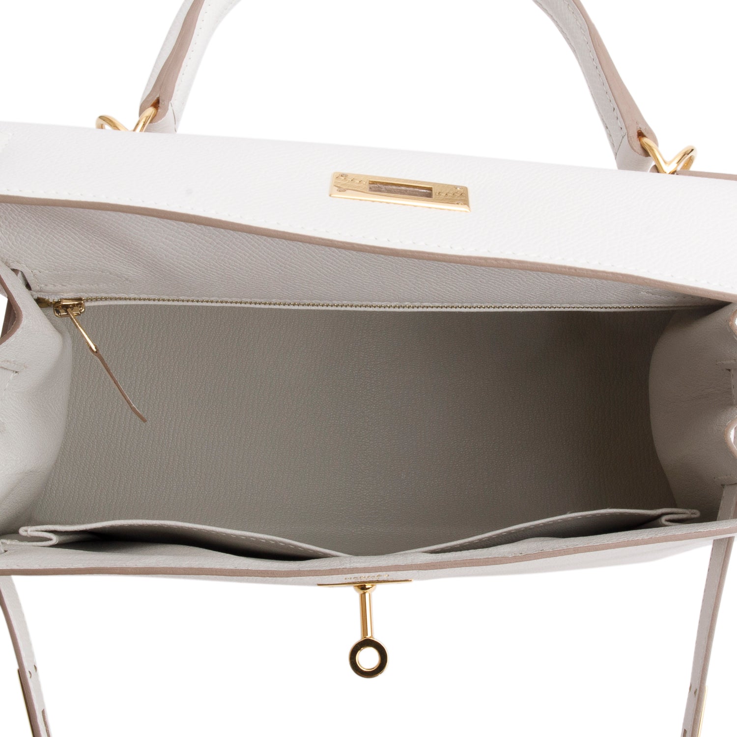 Hermes 2023 Gris Pale Epsom Kelly II Sellier 28 w/ Strap, Box & Receipt