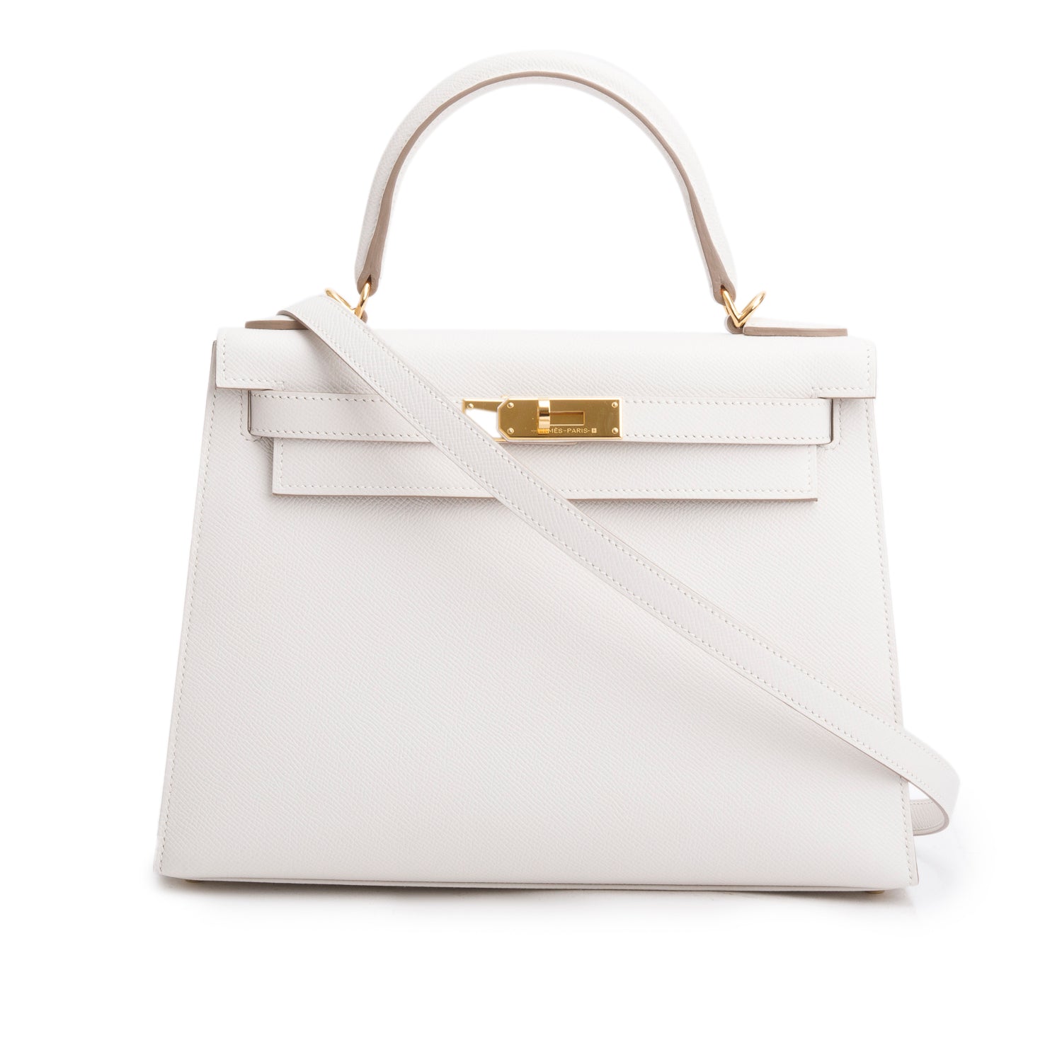 Hermes 2023 Gris Pale Epsom Kelly II Sellier 28 w/ Strap, Box & Receipt