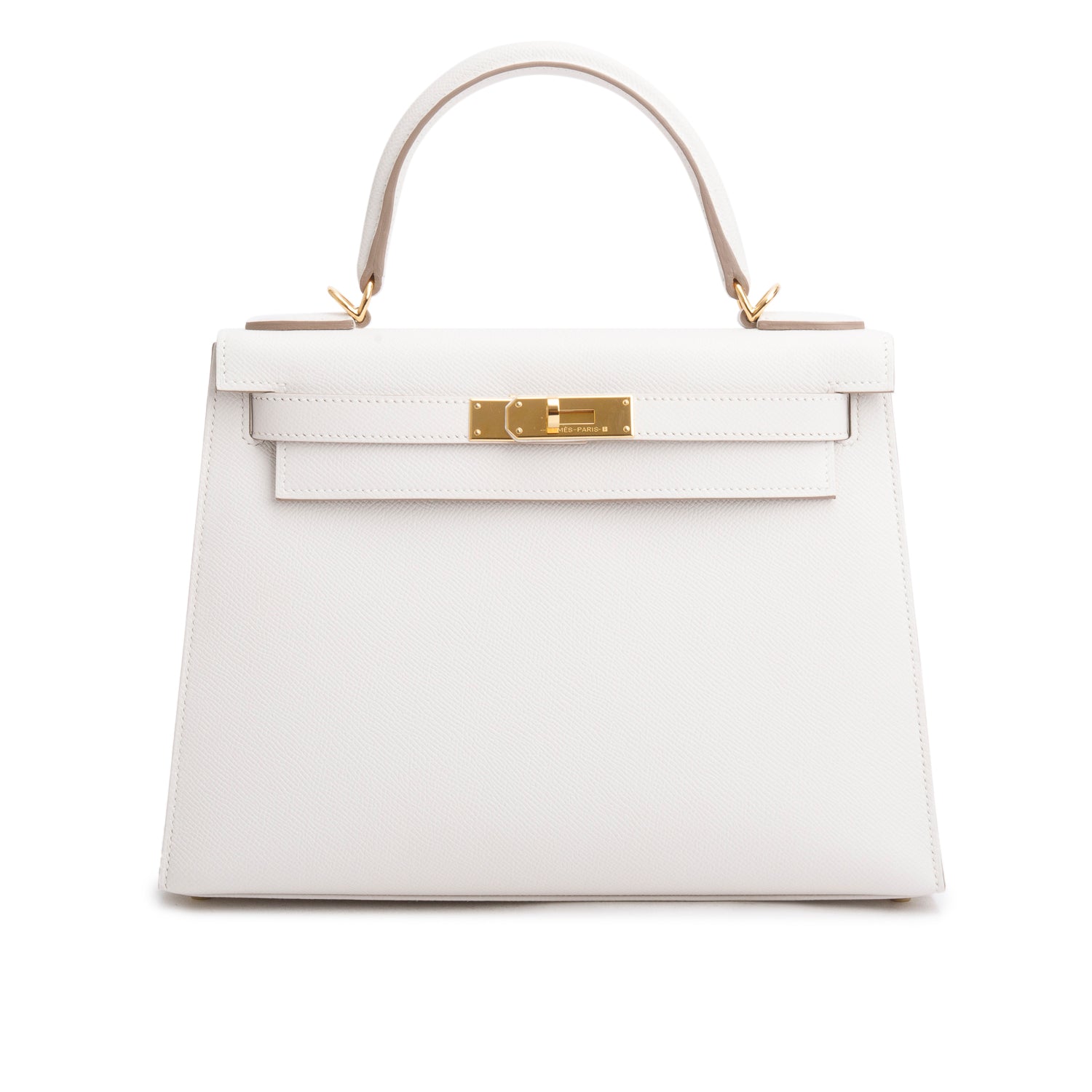Hermes 2023 Gris Pale Epsom Kelly II Sellier 28 w/ Strap, Box & Receipt