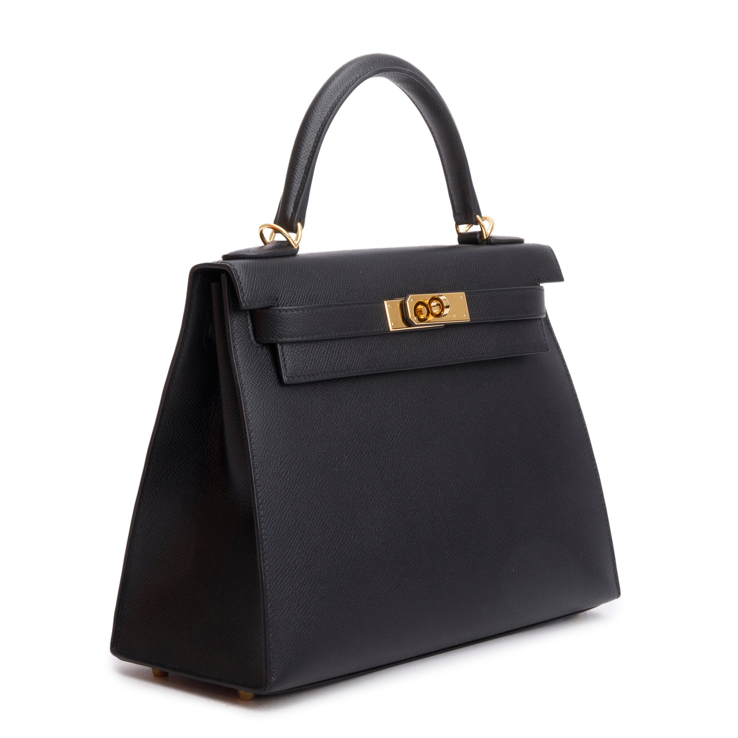 Hermes 2021 Noir Epsom Kelly II Sellier 28 w/ Strap & Box