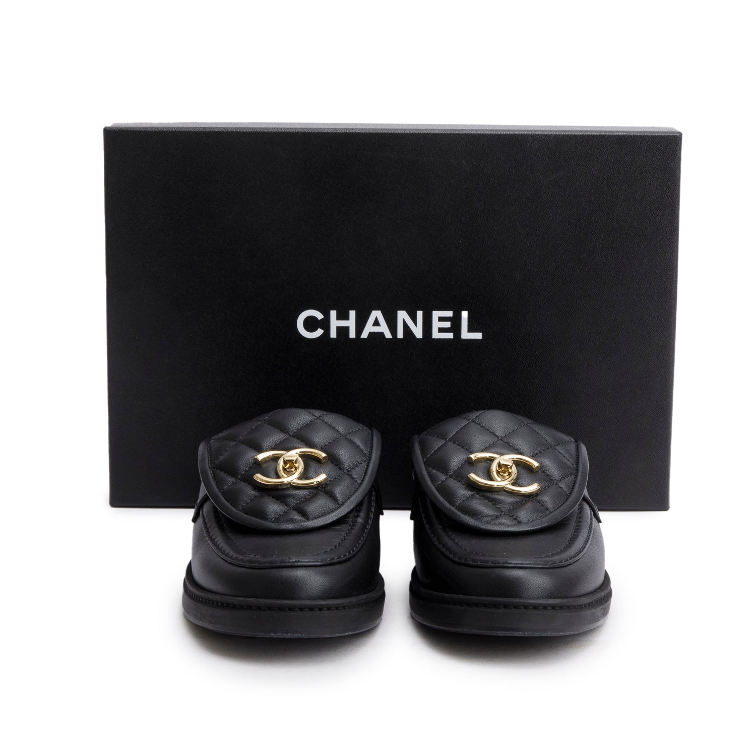 Chanel 2025 Black Quilted Leather CC Logo Mule, Size 38.5 w/ Box & Receipt
