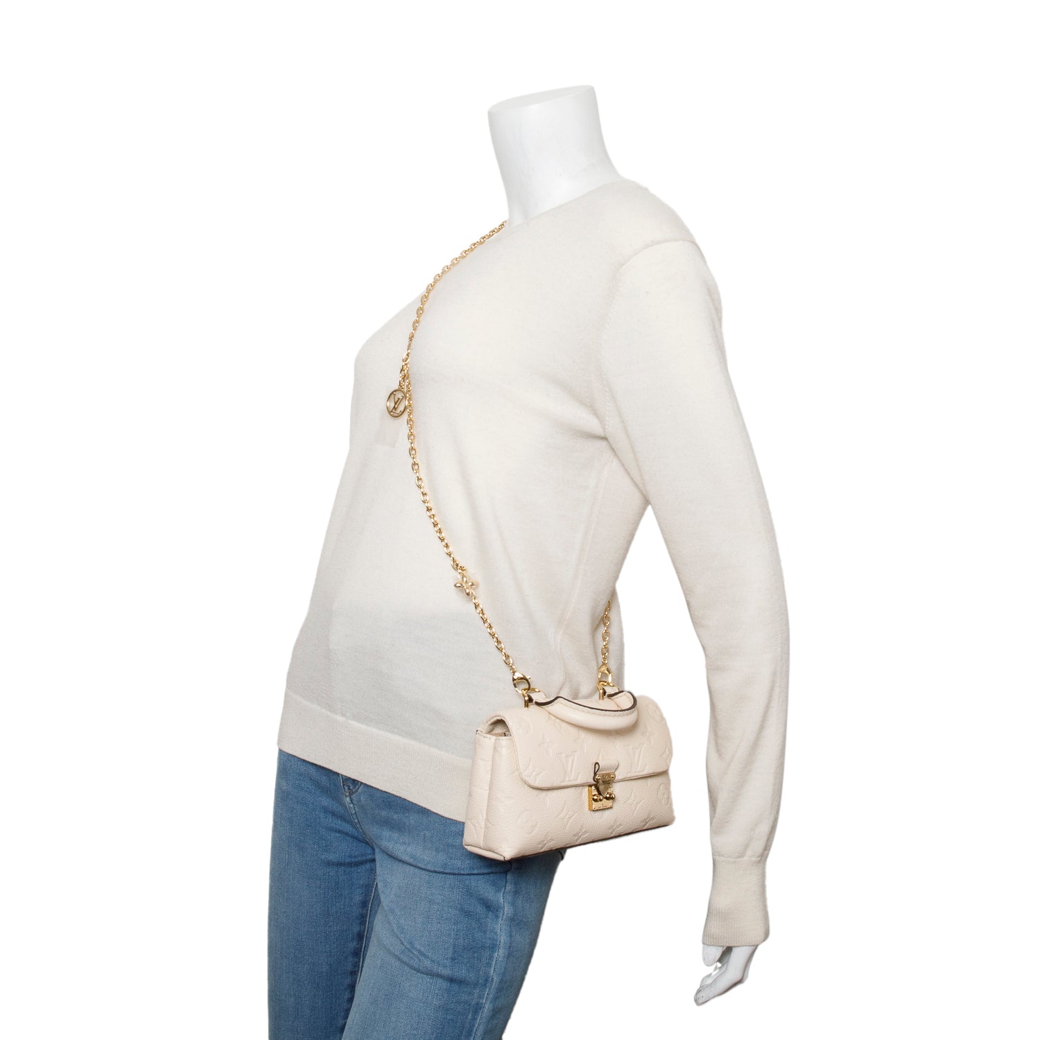 Louis Vuitton 2025 Creme Monogram Empreinte Leather Nano Madeleine w/ Straps, Box & Receipt