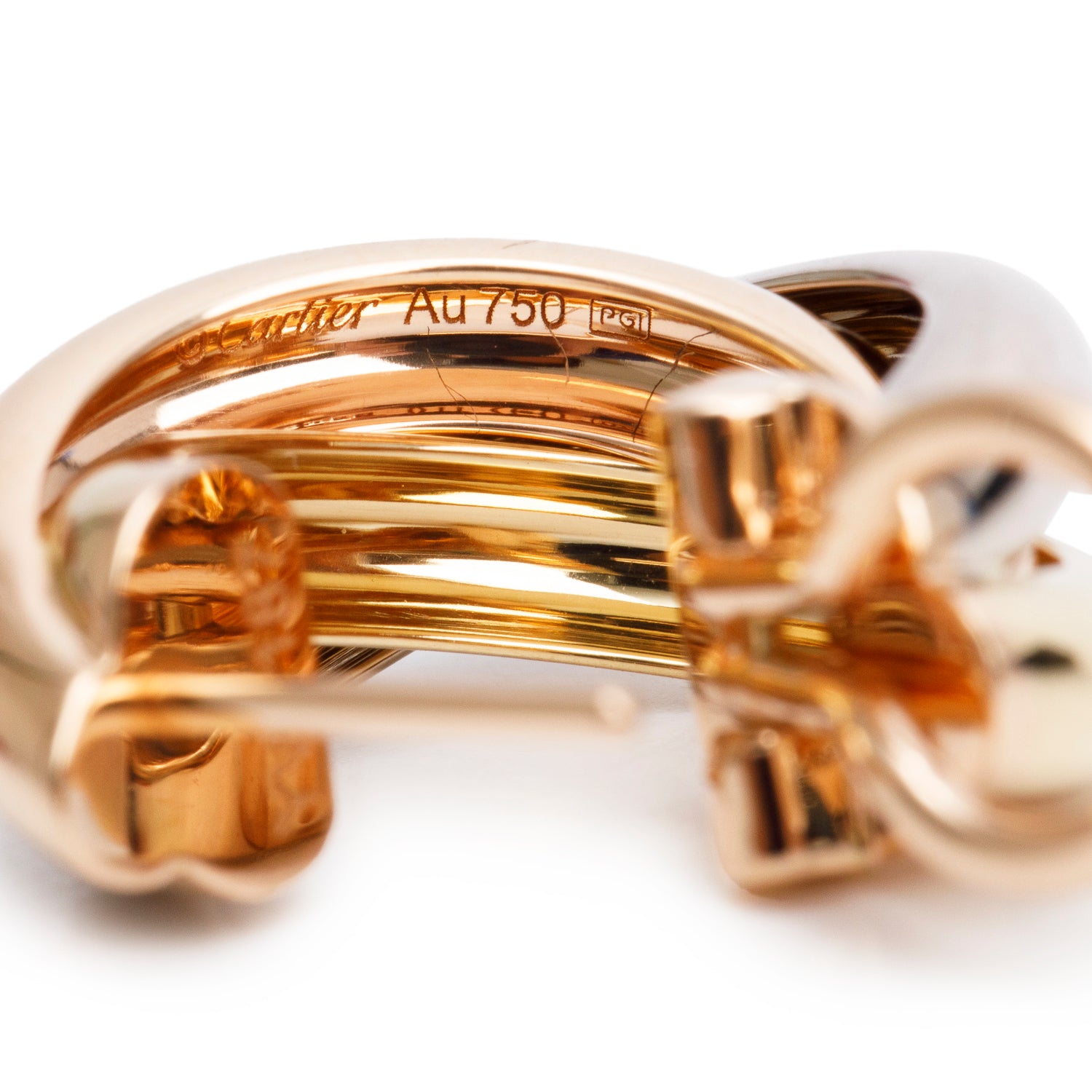 Cartier 2025 18k Yellow, White & Rose Gold Trinity Hoop Earrings, Classic Model w/ Box, Receipt & Certificate
