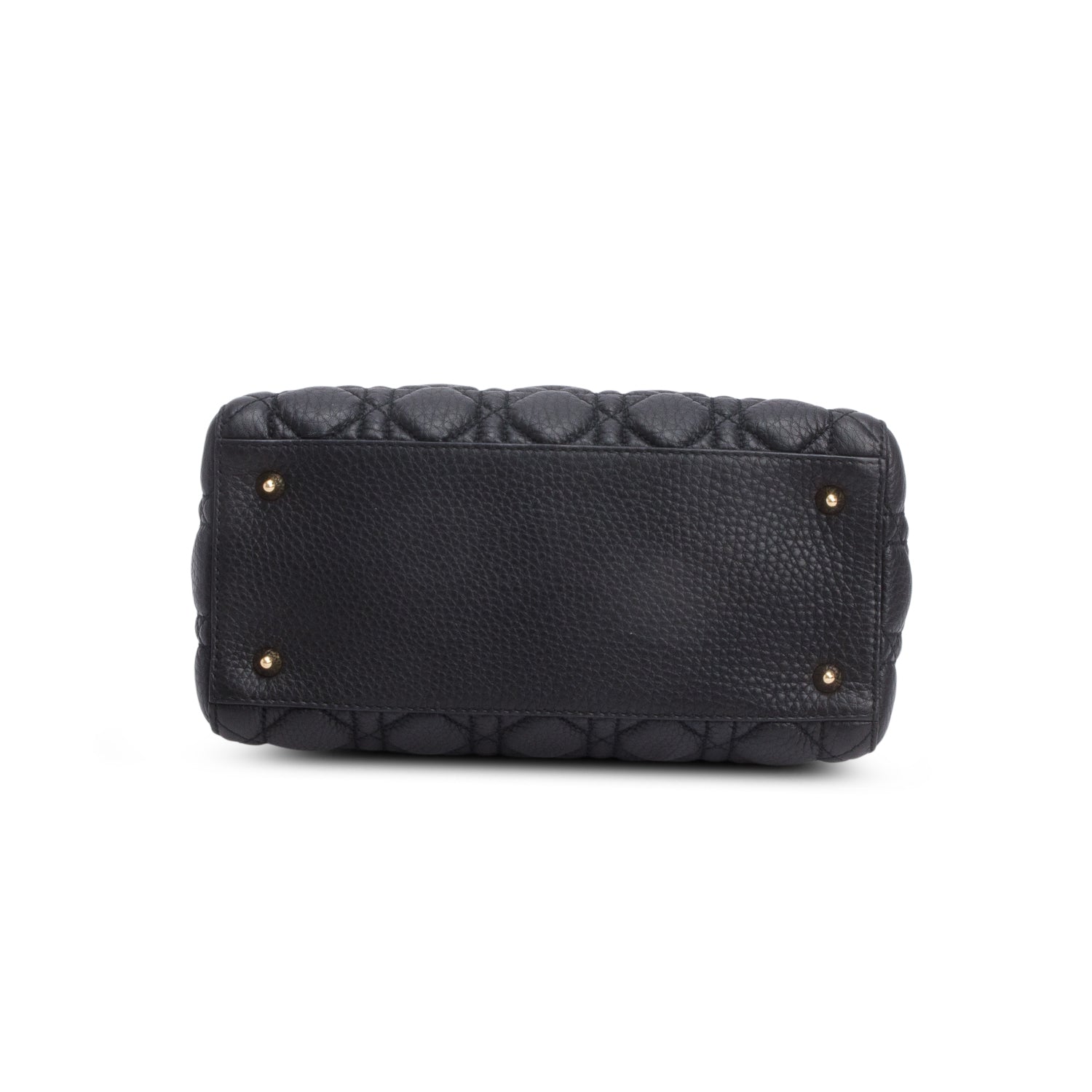 Christian Dior Black Grained Calfskin Cannage Medium Lady Dior w/ Box