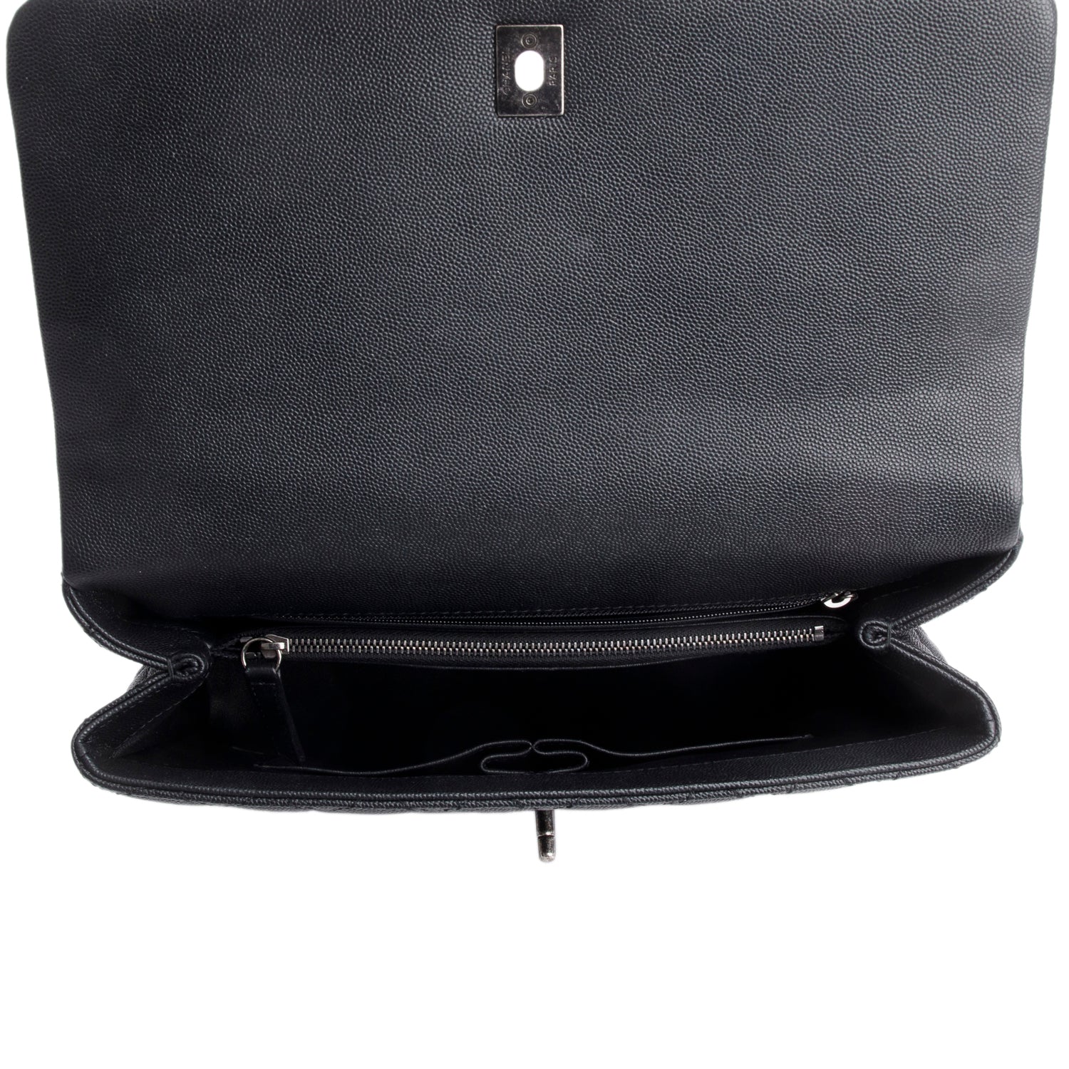 Chanel Black Caviar Lizard Quilted Large Coco Handle Flap Bag w/ Box, Strap, Receipt & Authenticity Card