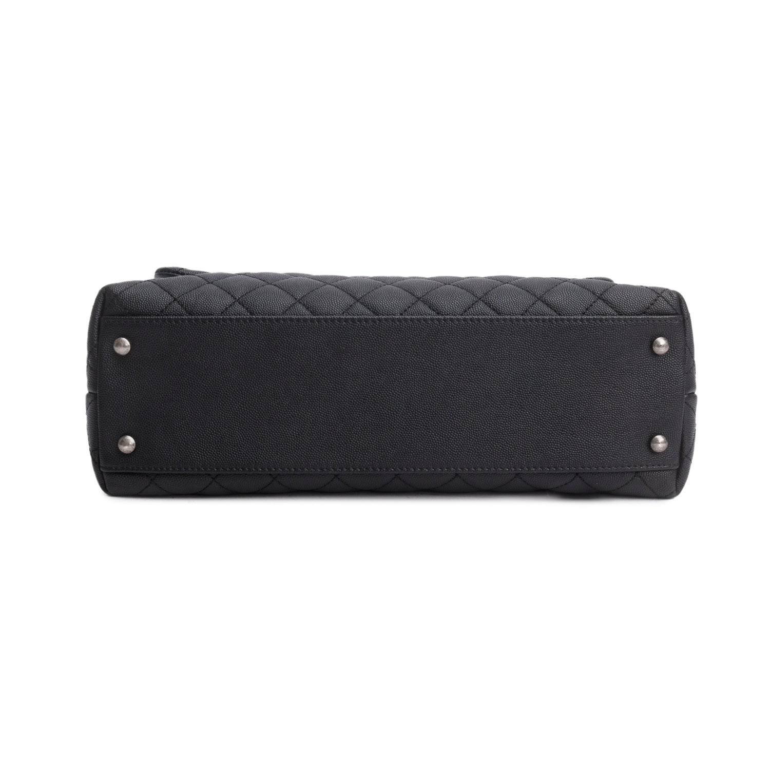 Chanel Black Caviar Lizard Quilted Large Coco Handle Flap Bag w/ Box, Strap, Receipt & Authenticity Card