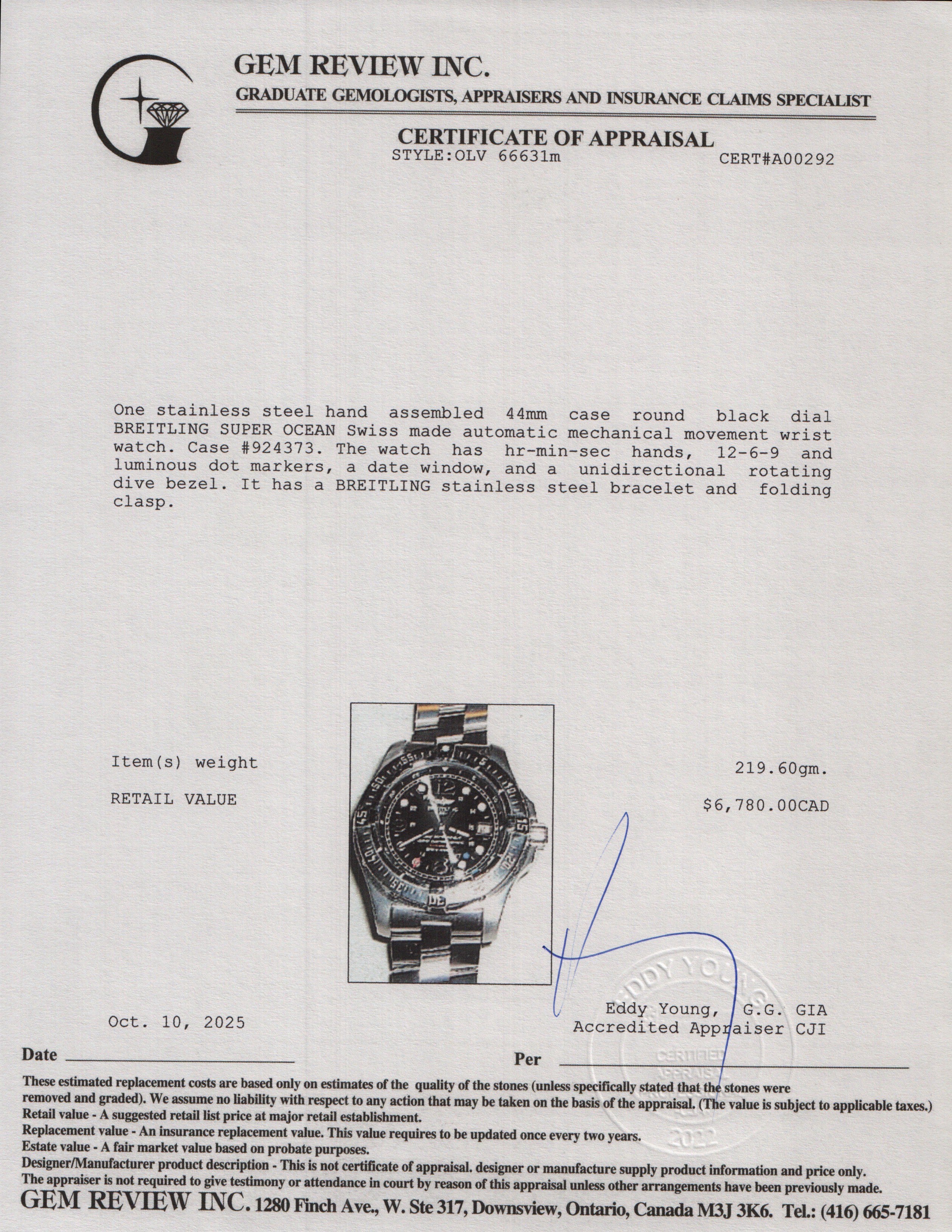 Breitling Stainless Steel Superocean Steelfish 44 MM Automatic Watch Black Dial A17390 w/ Box