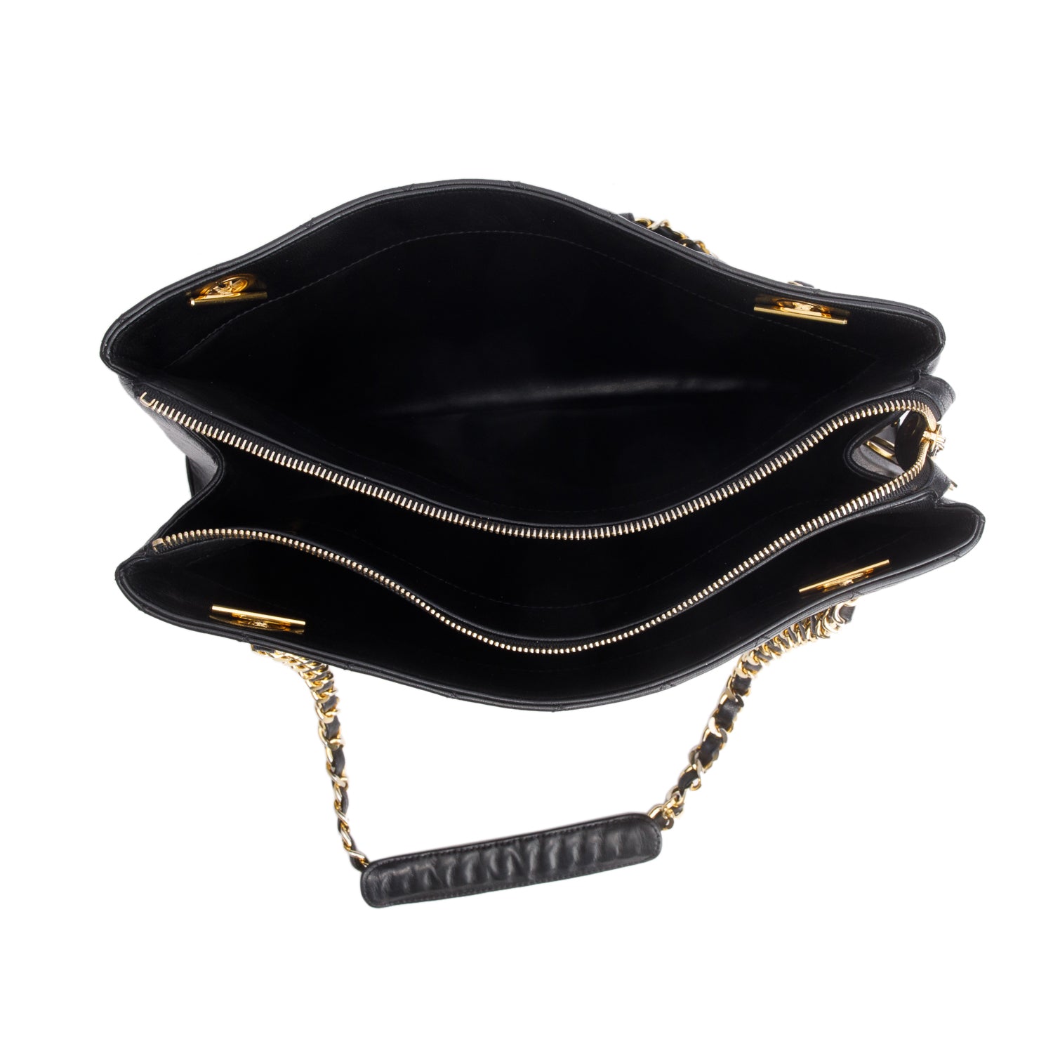 Chanel Vintage Black Lambskin Quilted Tote